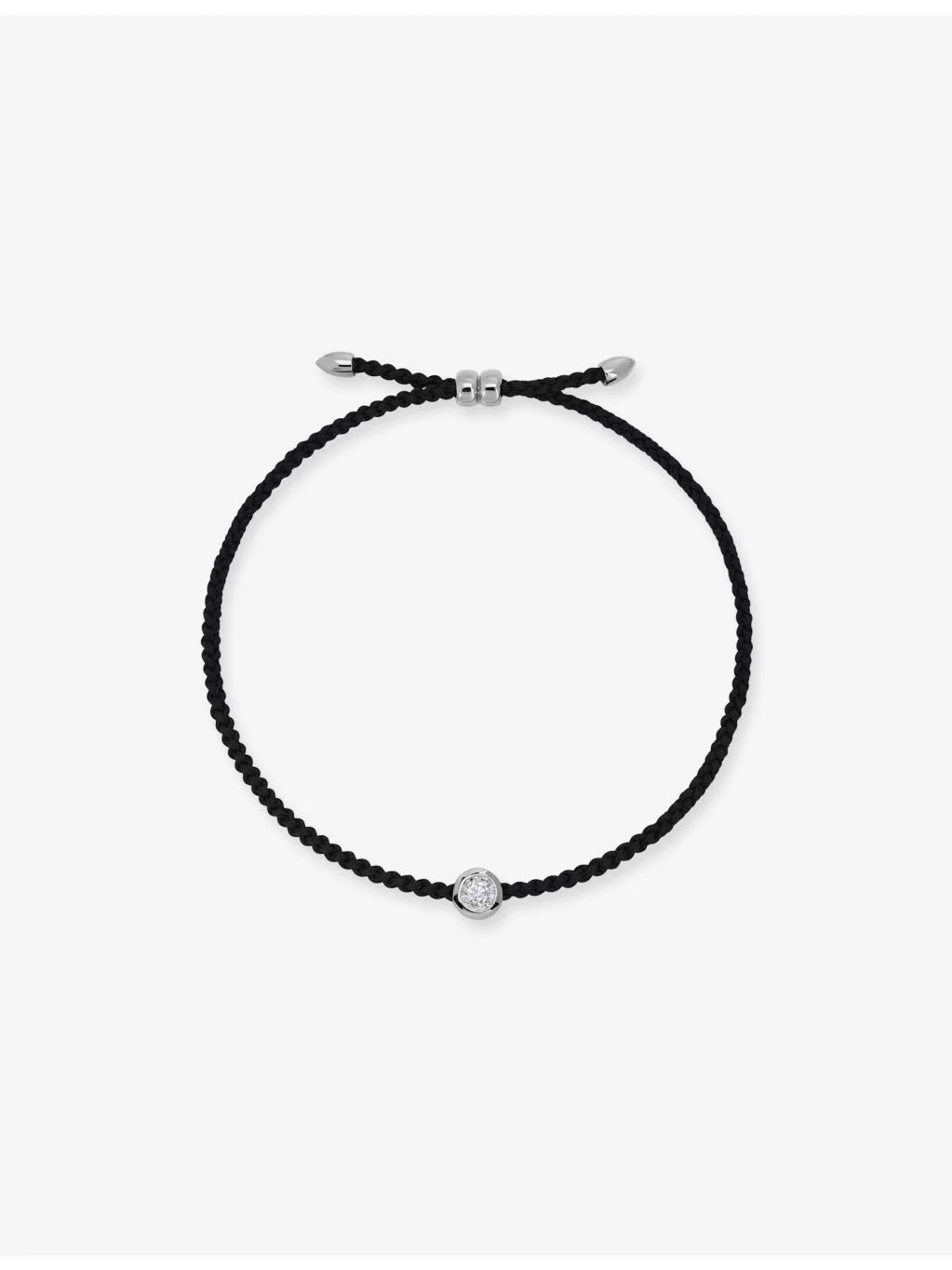 Round Solitaire Sterling-Silver And 0.06ct Lab Grown Diamond Cord Bracelet - 1