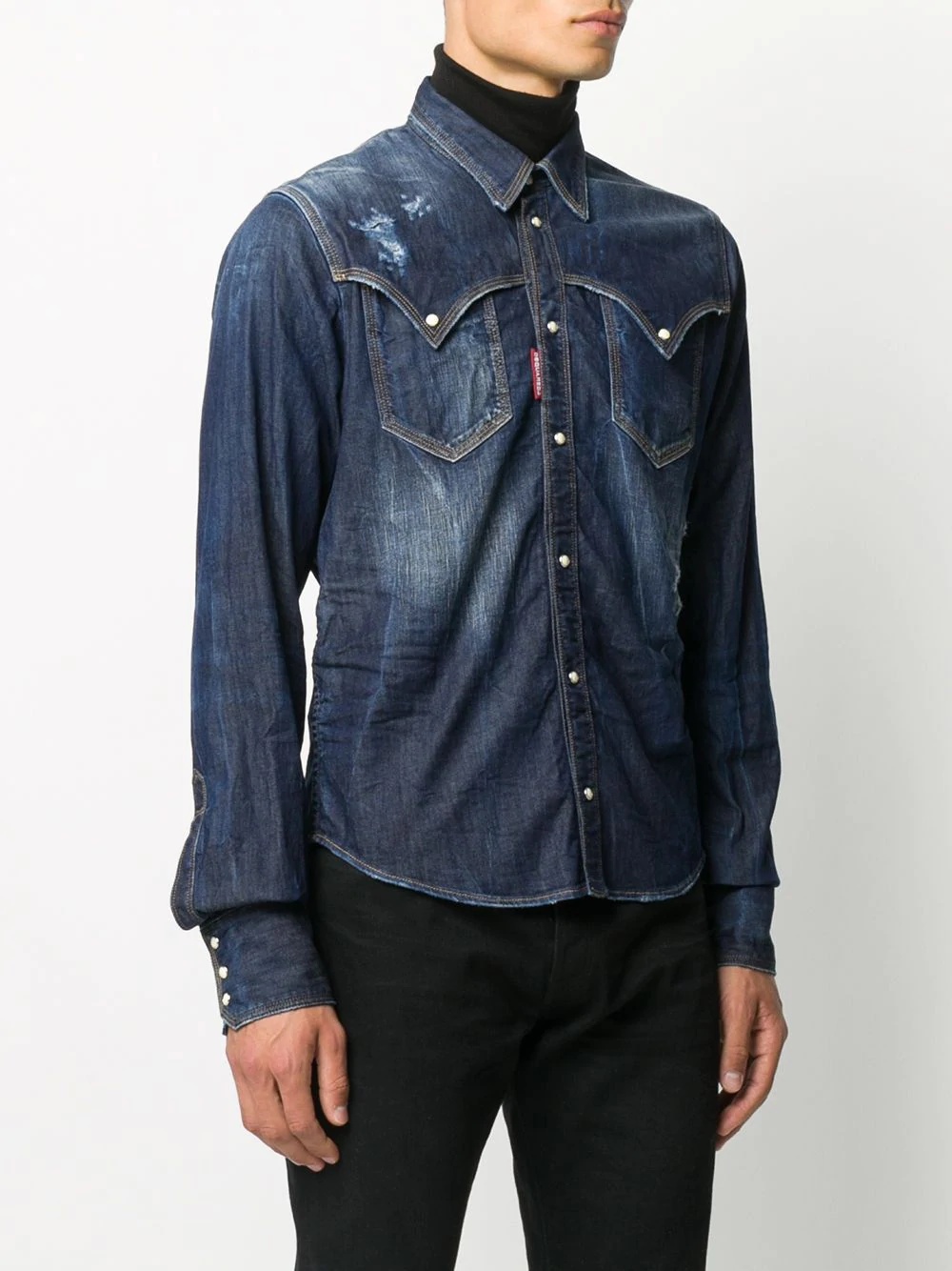 distressed buttoned denim shirt - 3