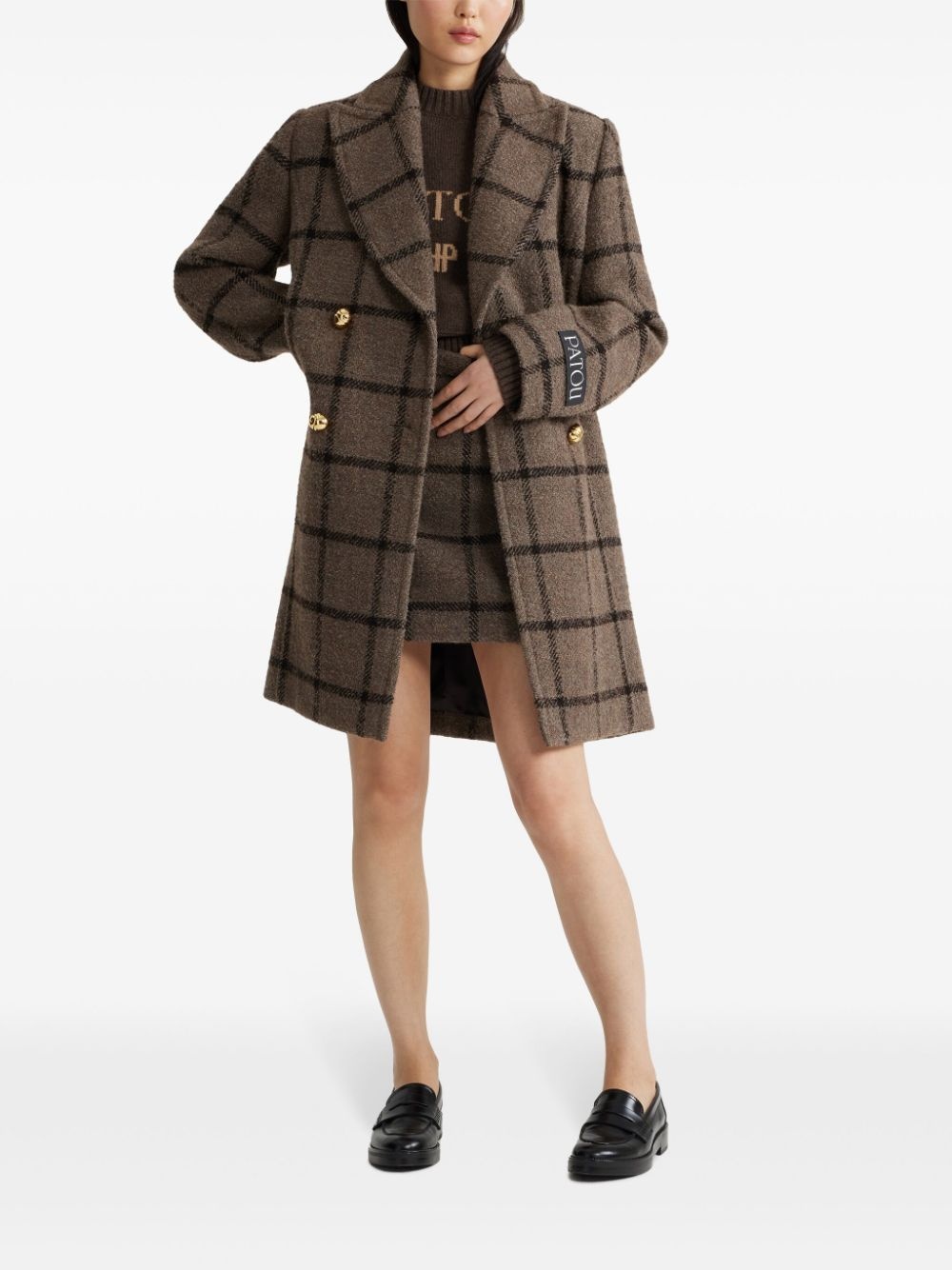 logo-patch recycled wool coat - 2