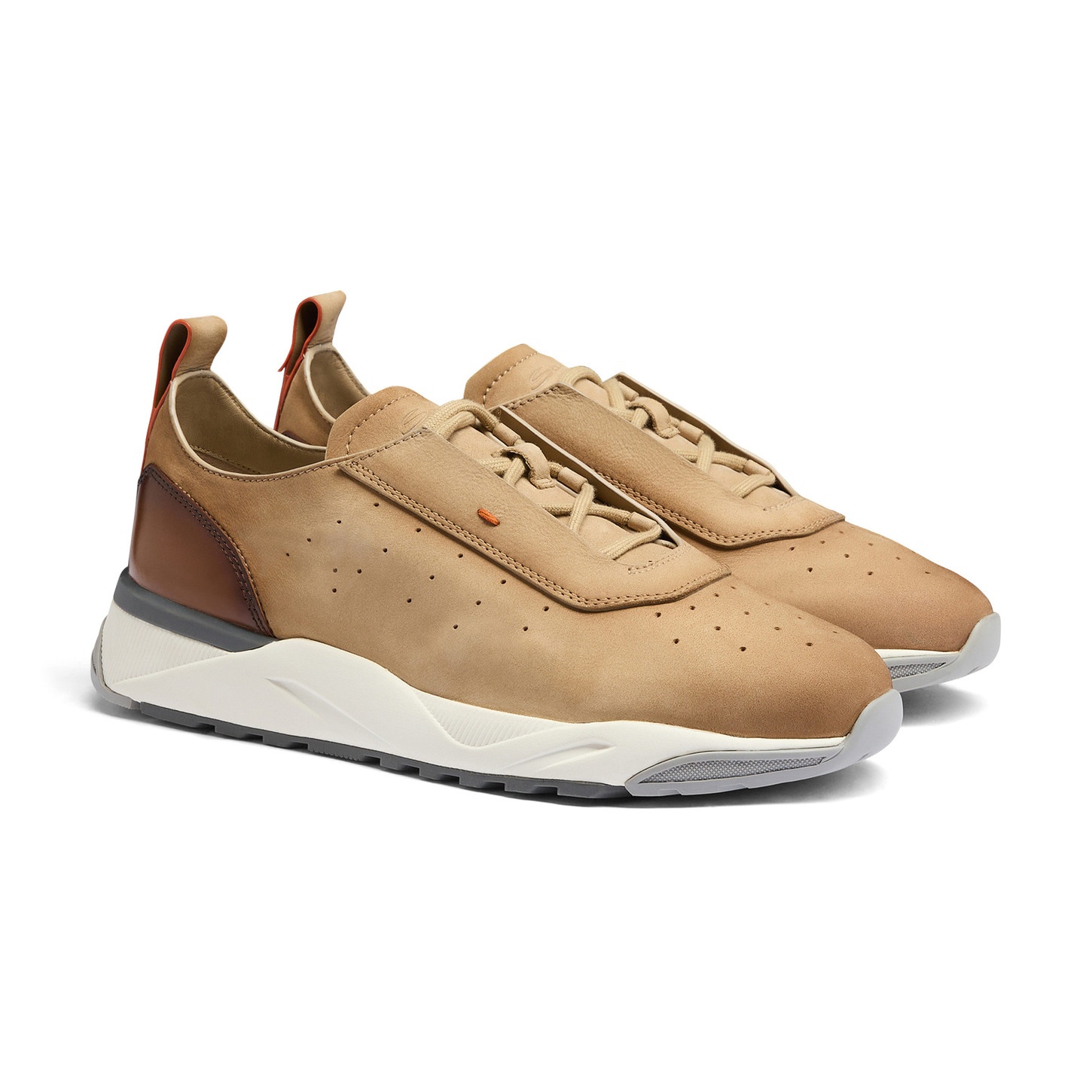 Men's light brown nubuck and leather sneaker - 3