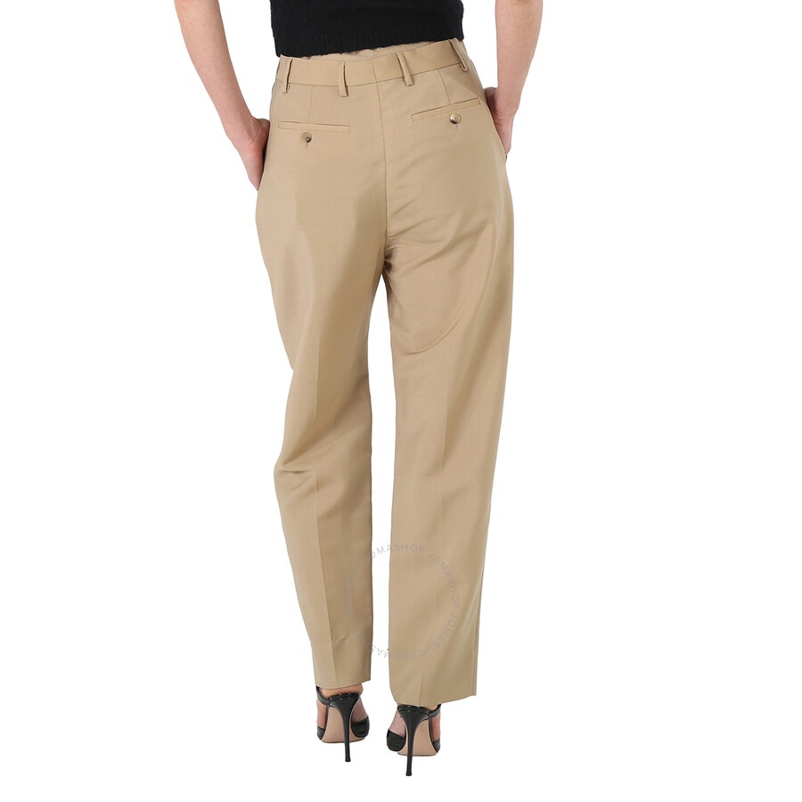 Burberry Runway Ladies Beige Trousers With Double Waist - 6