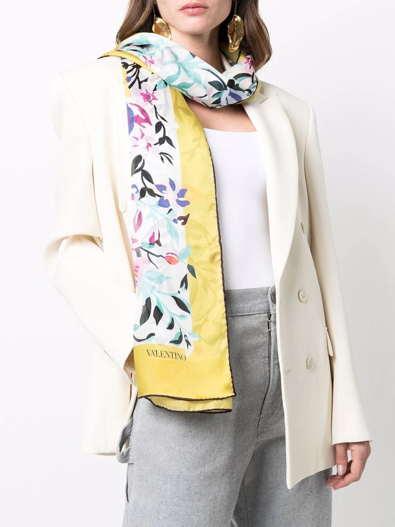 Valentino floral-print silk scarf outlook