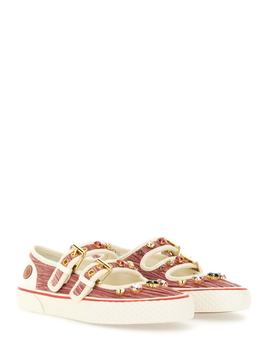 PLEATED VELVET DOLLYBOARD BALLERINA SNEAKER - 2