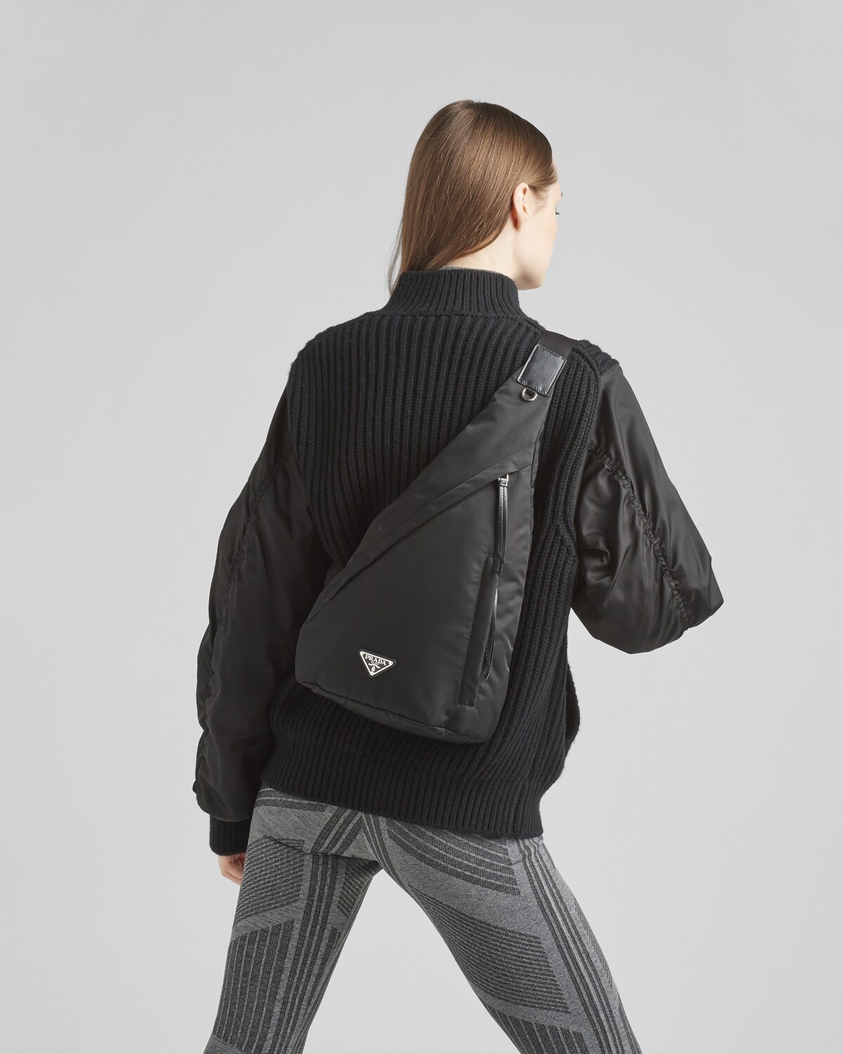 Re-Nylon and leather backpack - 8