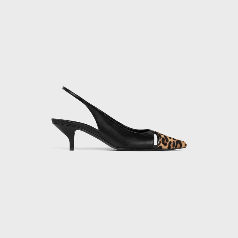 CELINE JUDY CAP TOE SKINGBACK IN CALFSKIN AND LEOPARD PRINTED HAIRY CALFSKIN 1