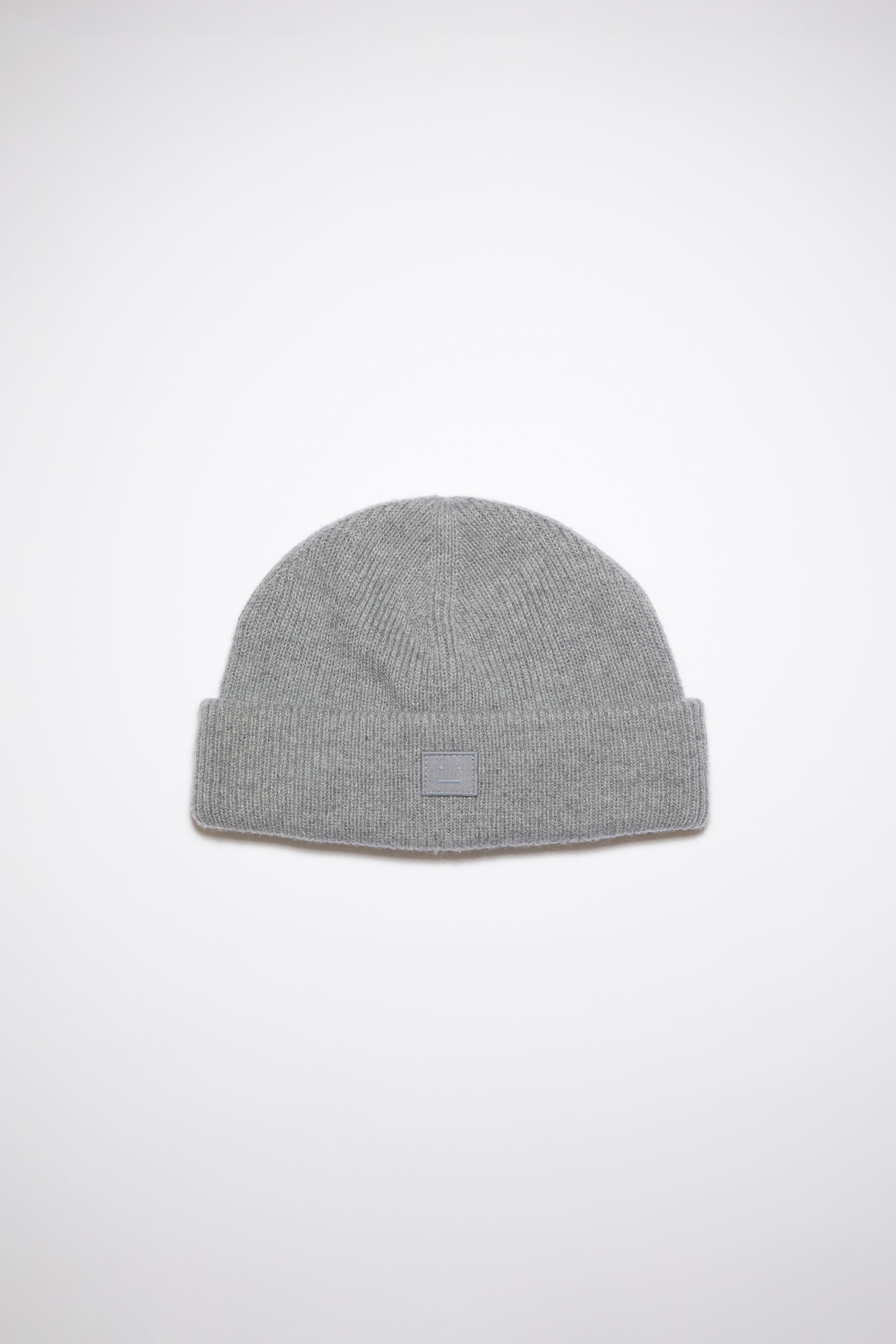 Ribbed knit beanie hat - Grey Melange - 1