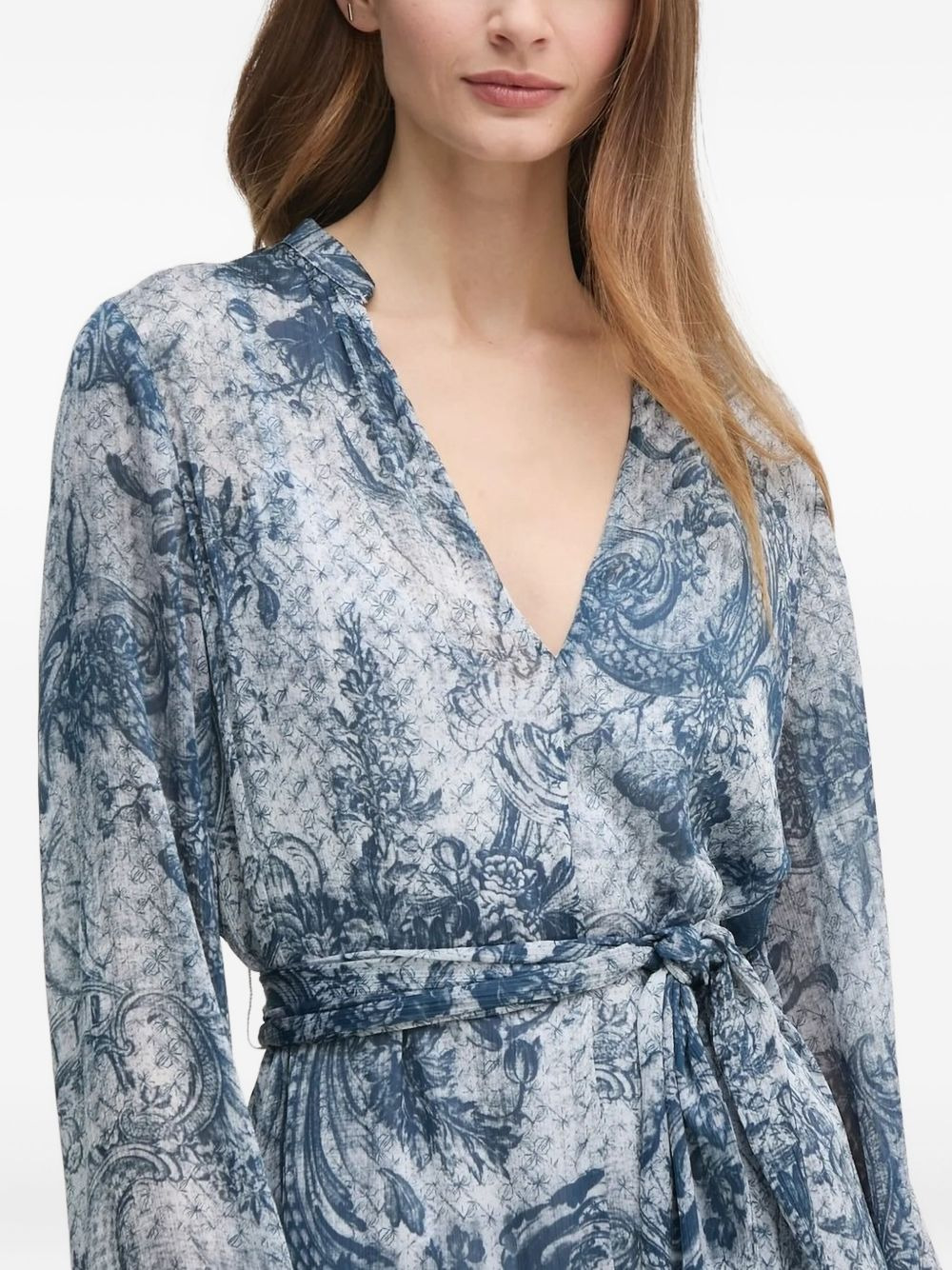 ruffled graphic-print mini dress - 3