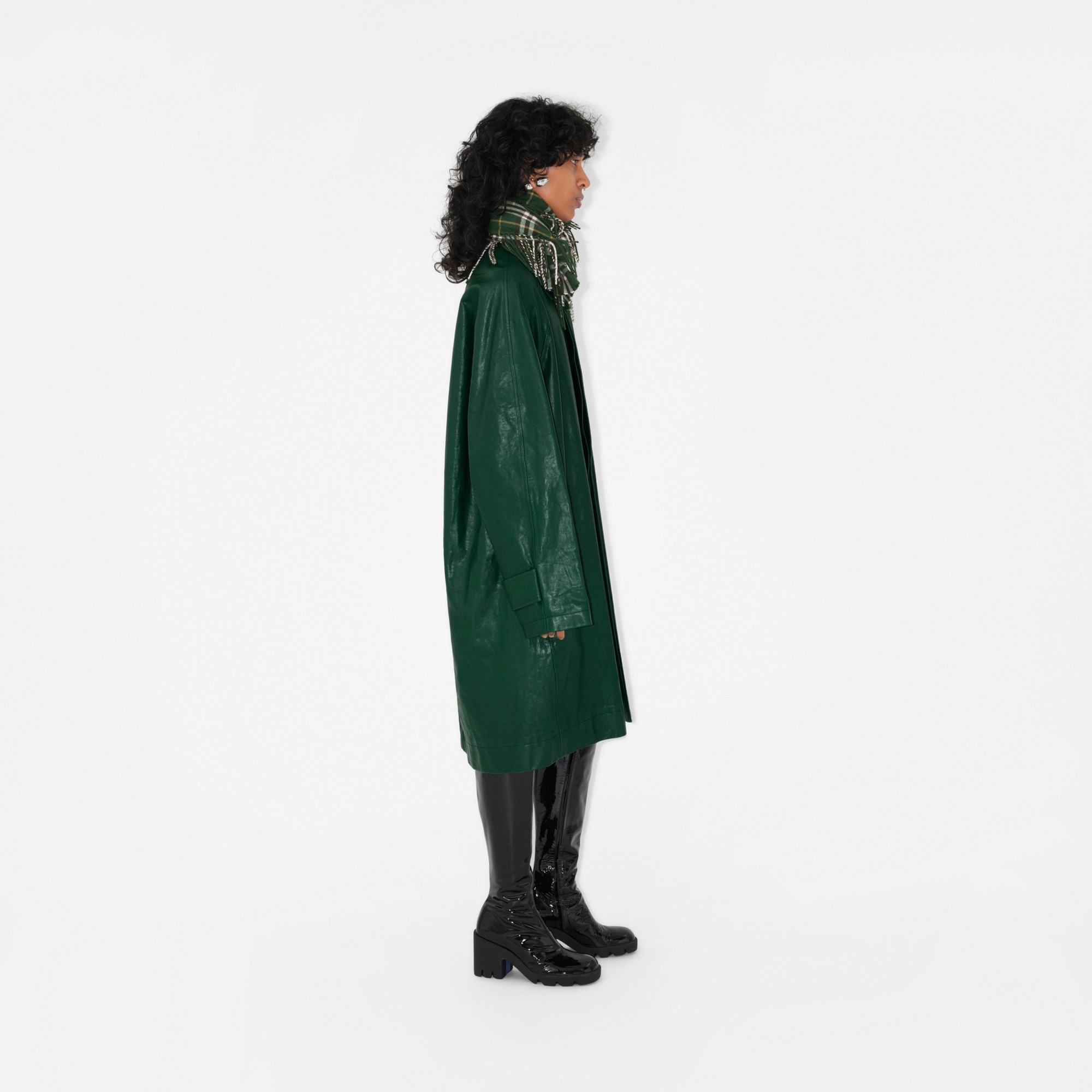 Long Leather Car Coat - 3