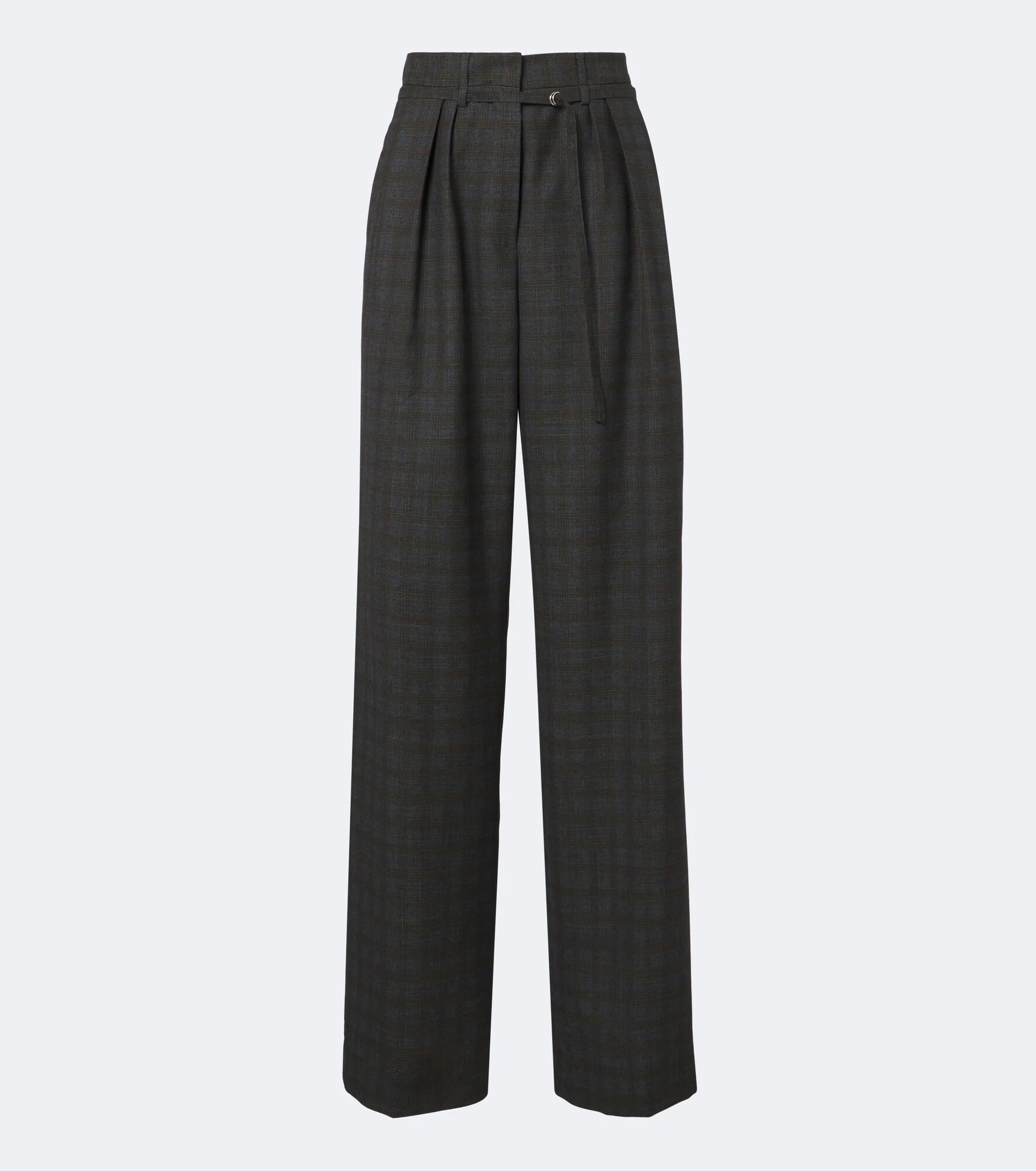 Checked pleated wool wide-leg pants - 1