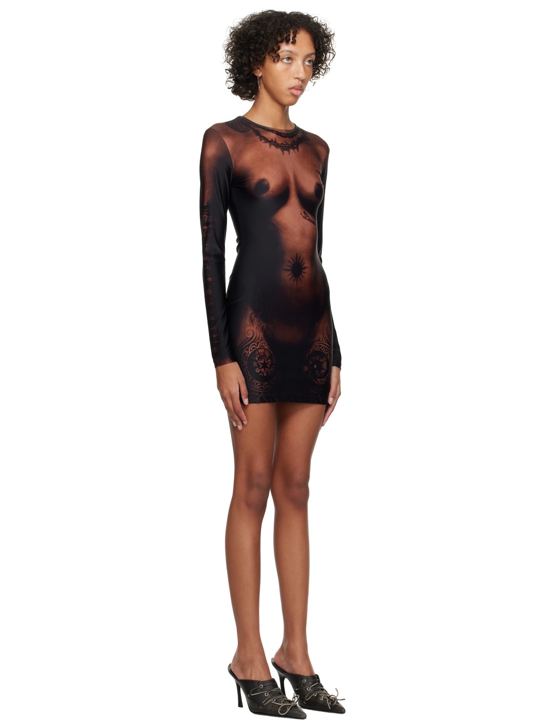 Black & Brown 'The Short Ebony Body Tattoo' Minidress - 2