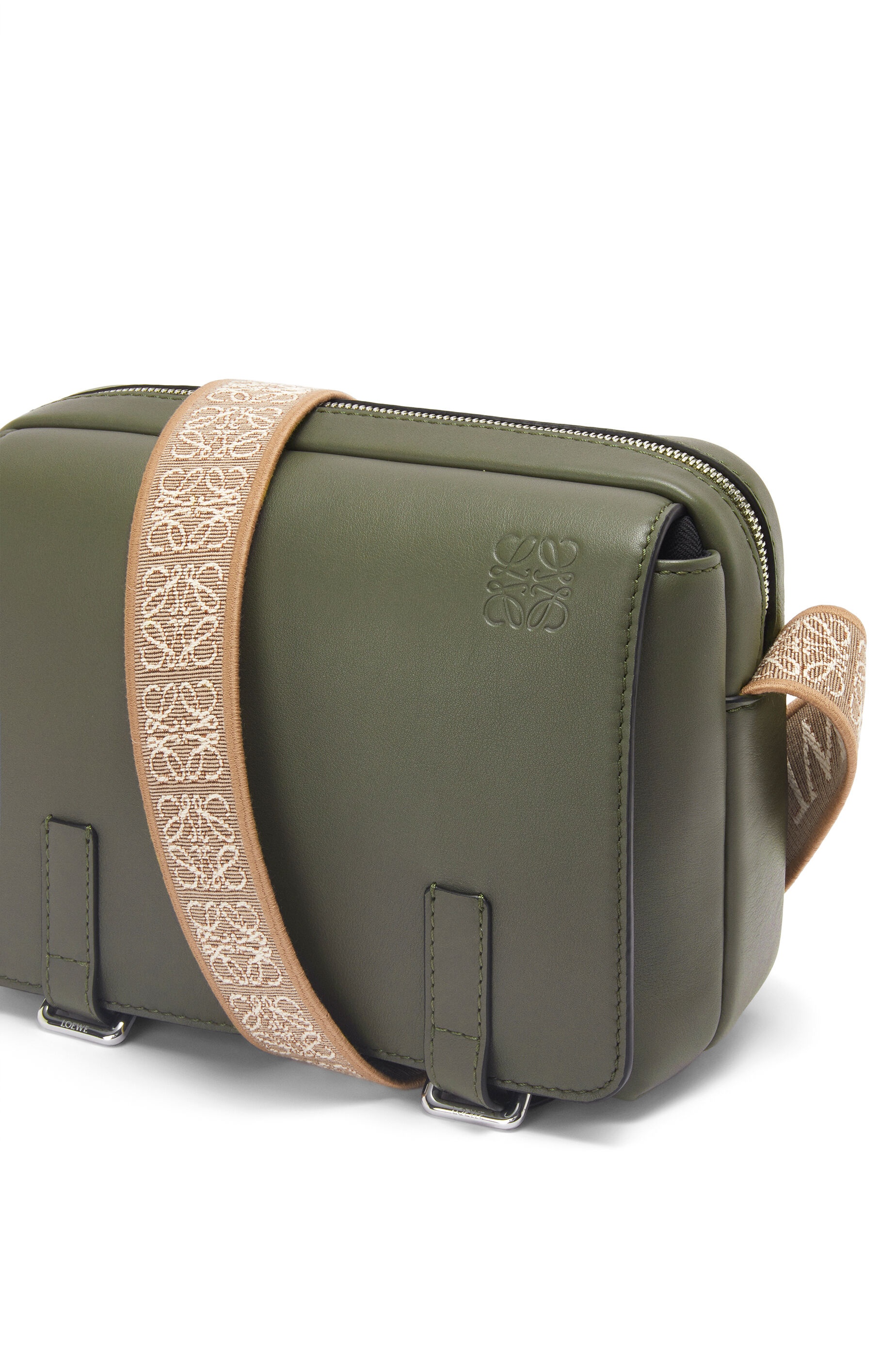 XS Military messenger bag in supple smooth calfskin and jacquard - 5