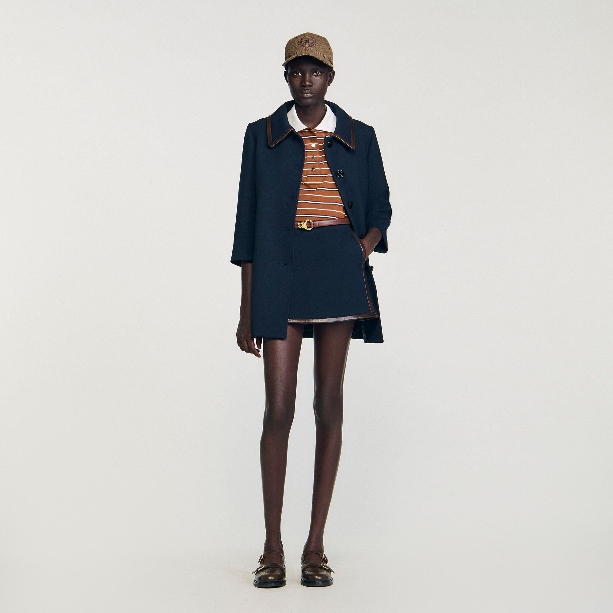 MINI SKIRT WITH LEATHER BANDS - 1