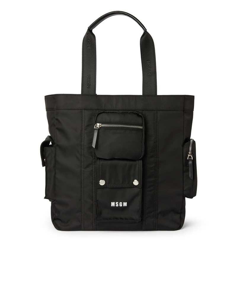 Multi-pocket nylon tote bag 1