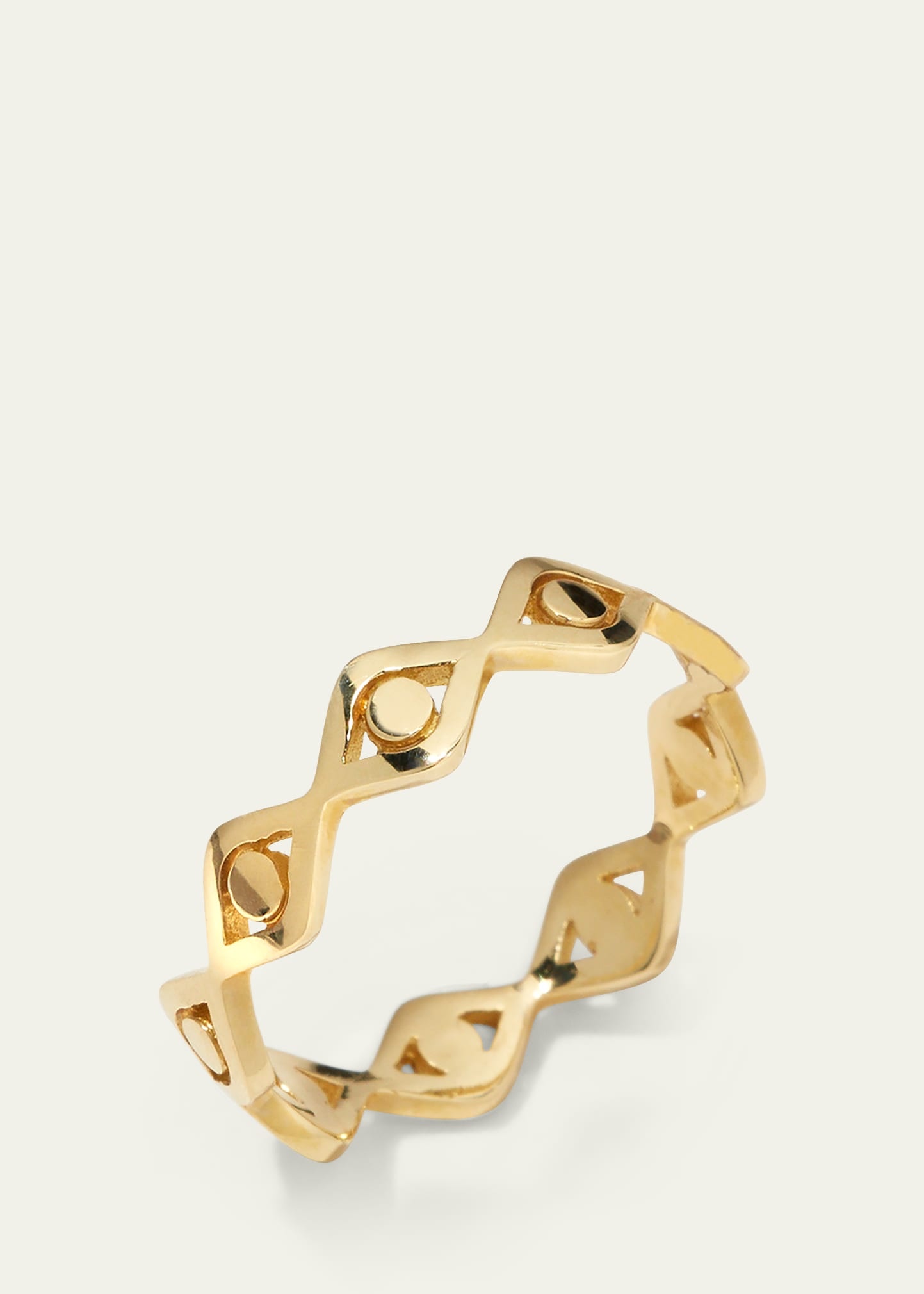 14k Yellow Gold Small Pure Evil Eye Eternity Ring, Size 6 - 3