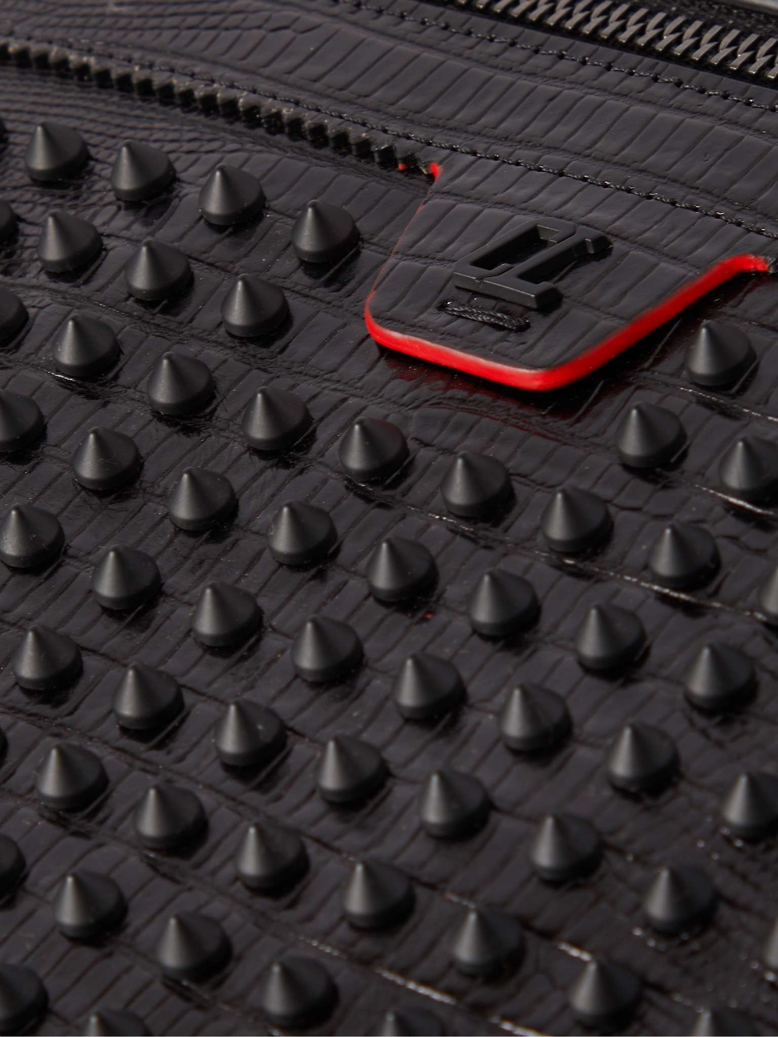 City Spiked Croc-Effect Leather Pouch - 5