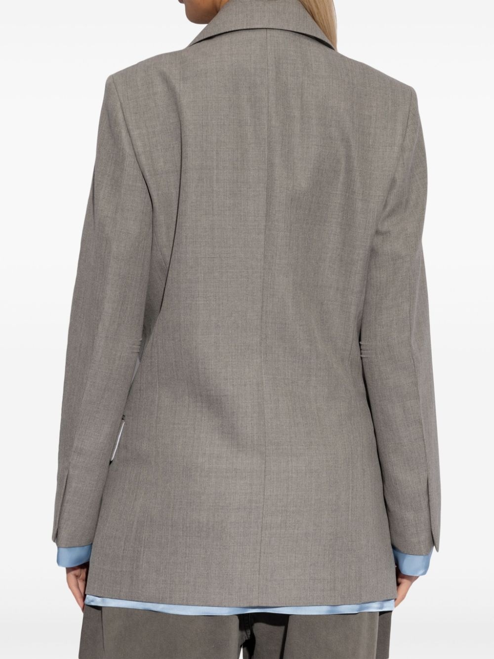 contrasting-border wool blazer - 4