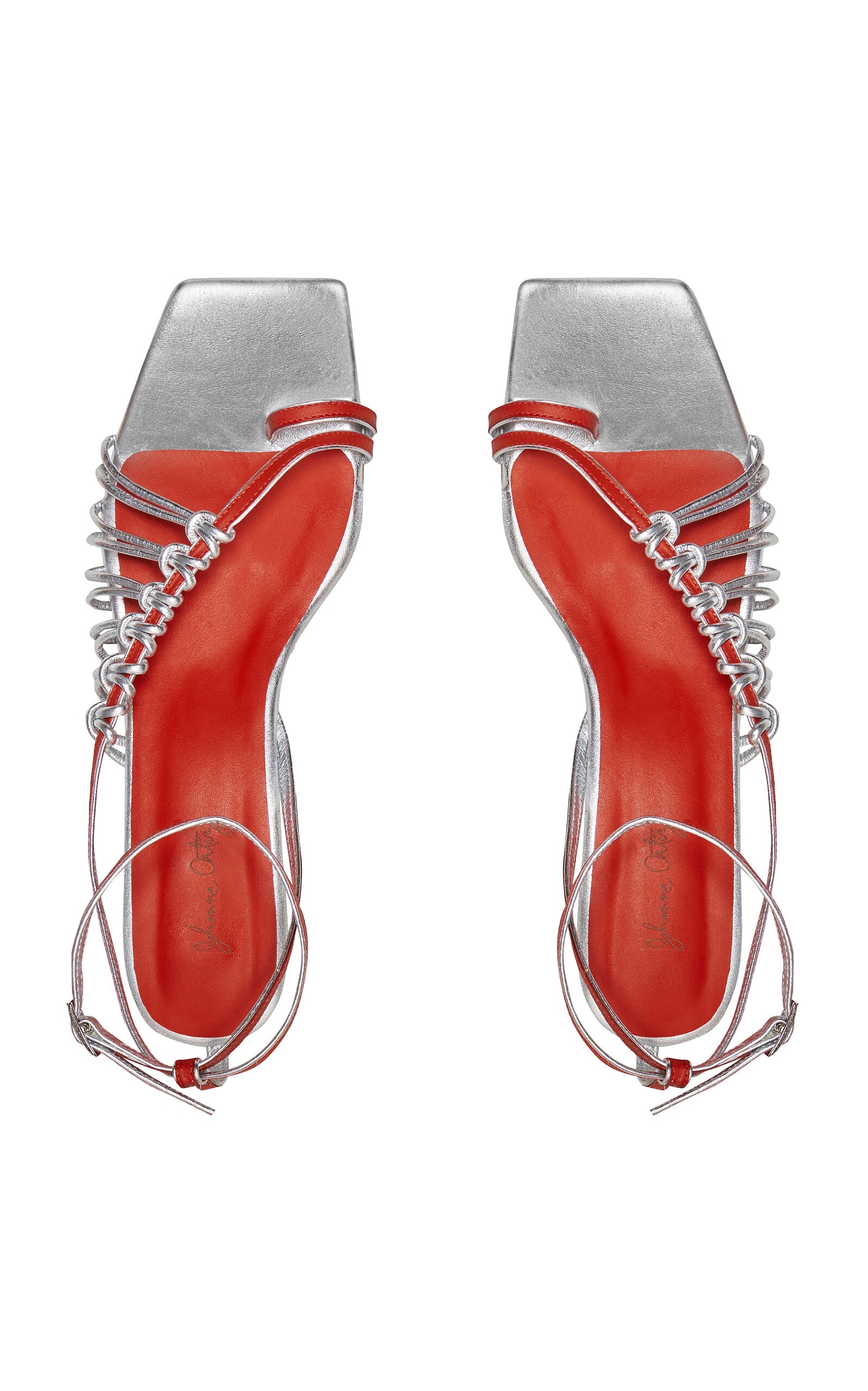 Dining And Dancing Leather Sandals silver - 4