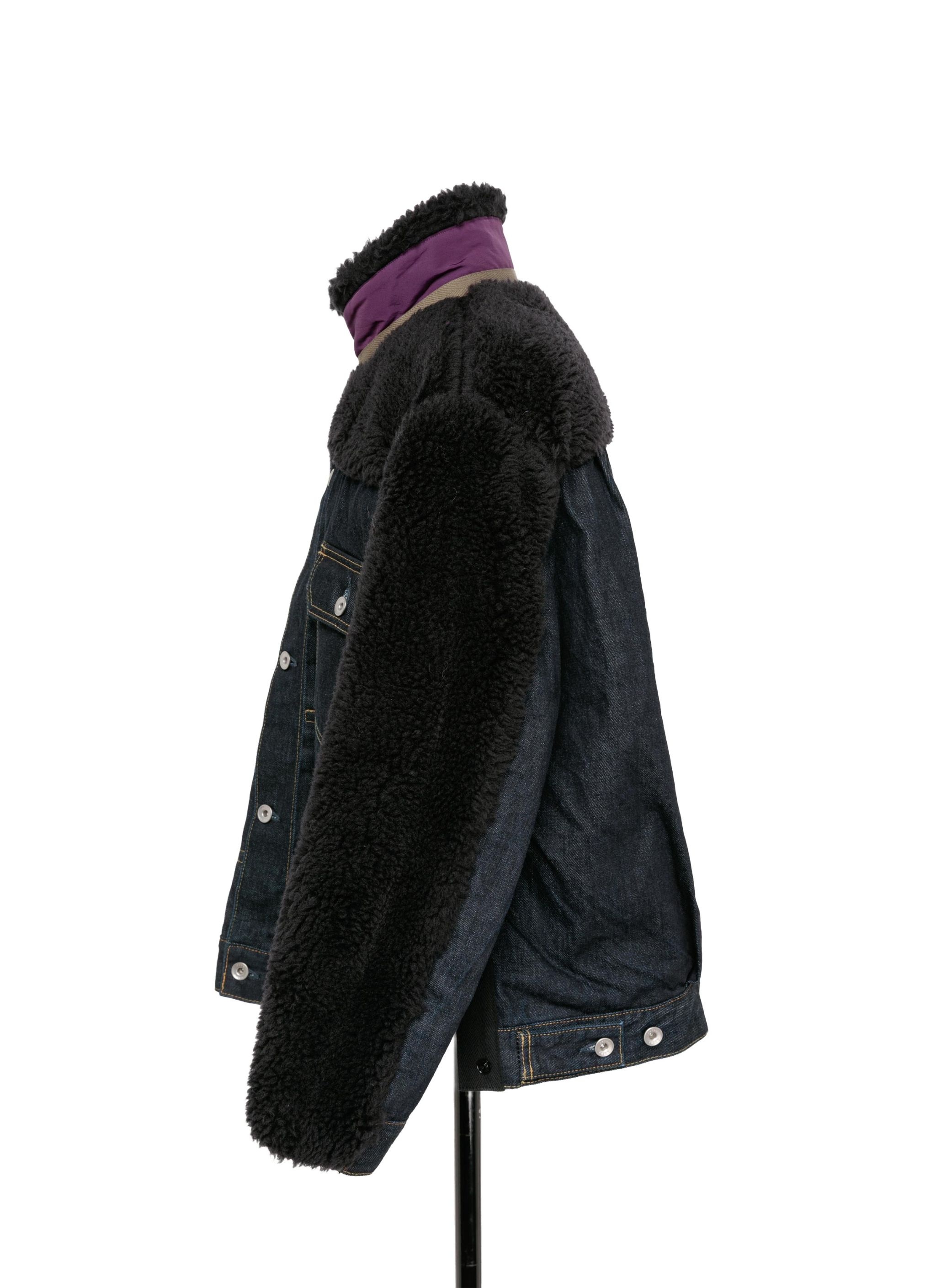 Faux Shearling x Denim Blouson - 4