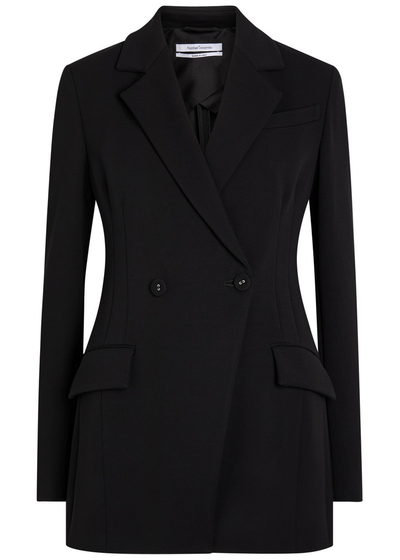 Another Tomorrow Double-breasted Fitted Jersey Blazer 1