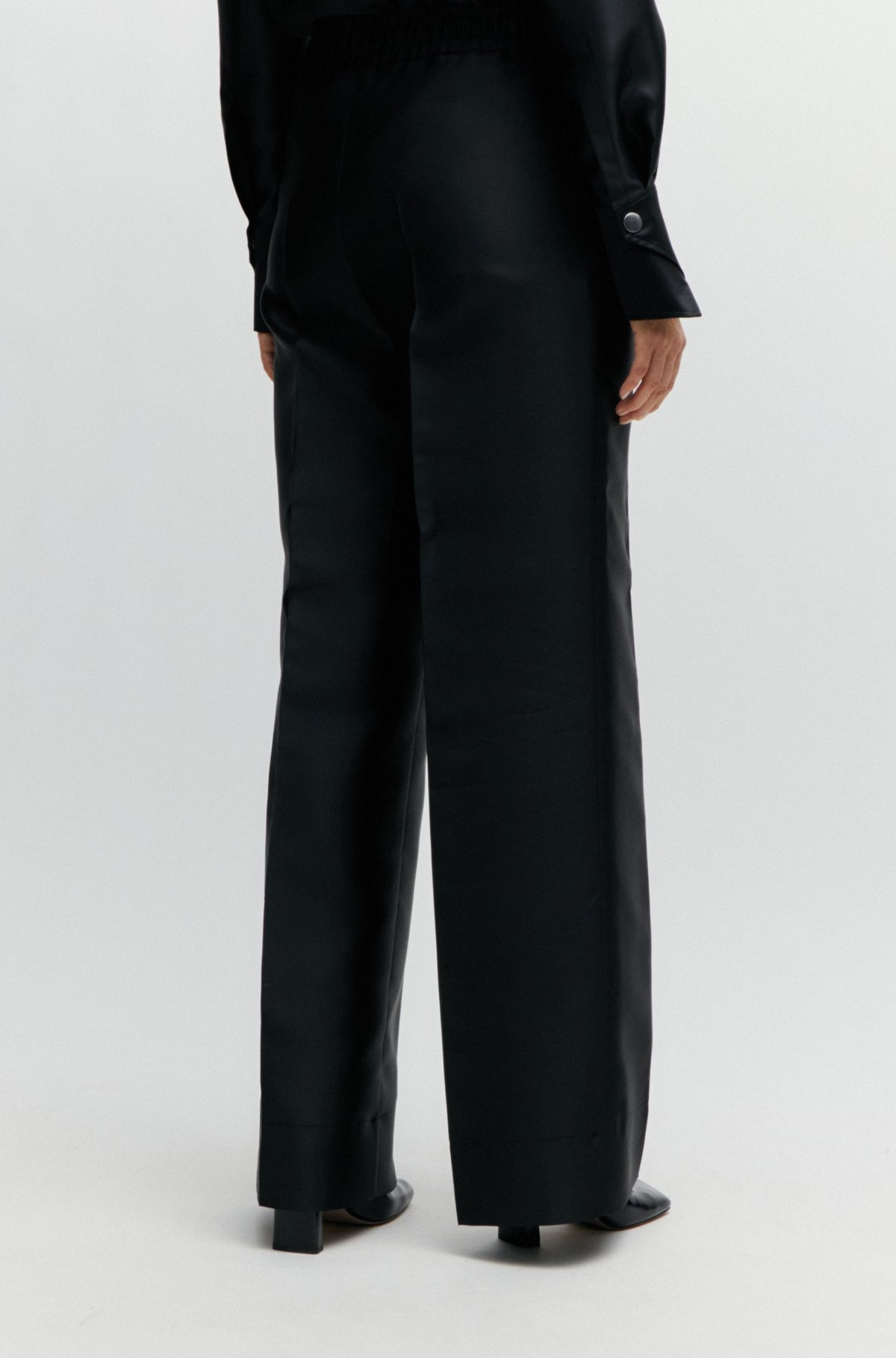 RELAXED-FIT TROUSERS IN SATIN WITH DRAWSTRING WAIST - 4