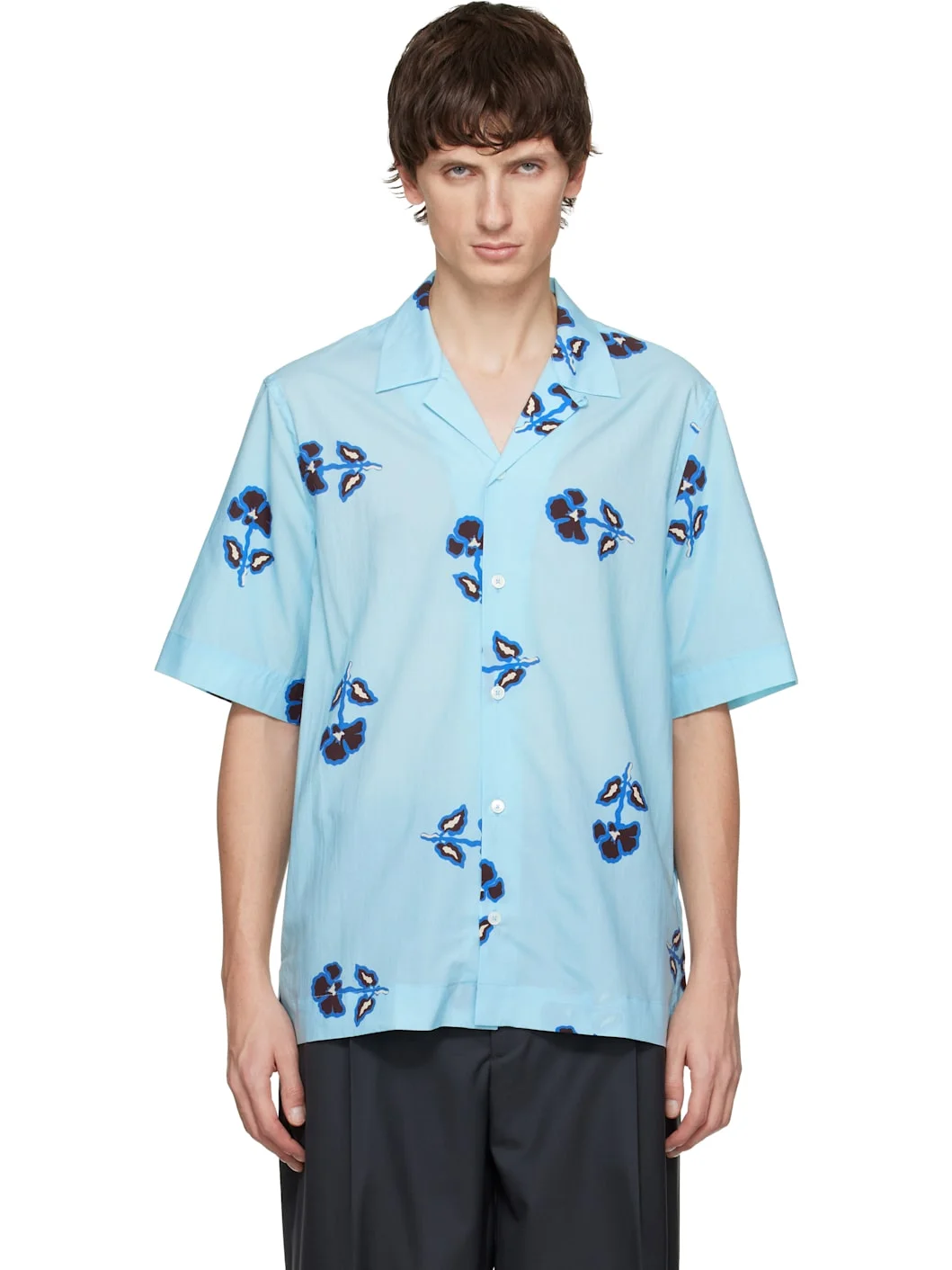 Blue 'Tri Flower' Short-Sleeve Shirt - 1