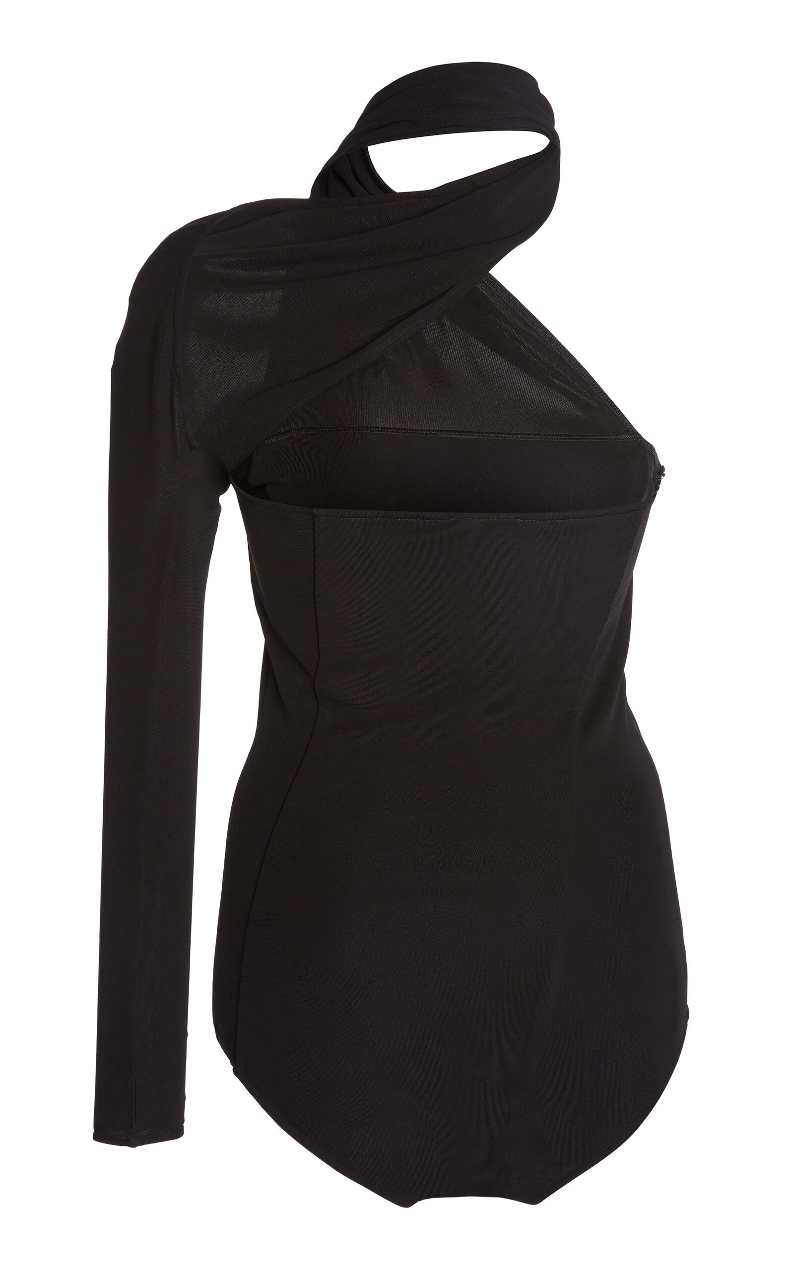 Asymmetric Twisted Knit Bodysuit black - 5