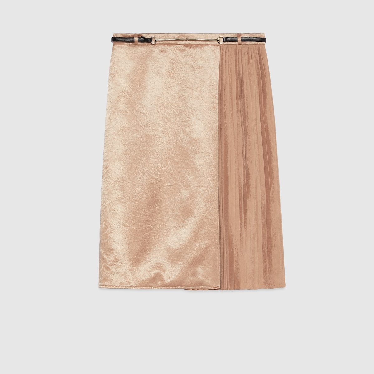 Acetate satin skirt with belt - 1