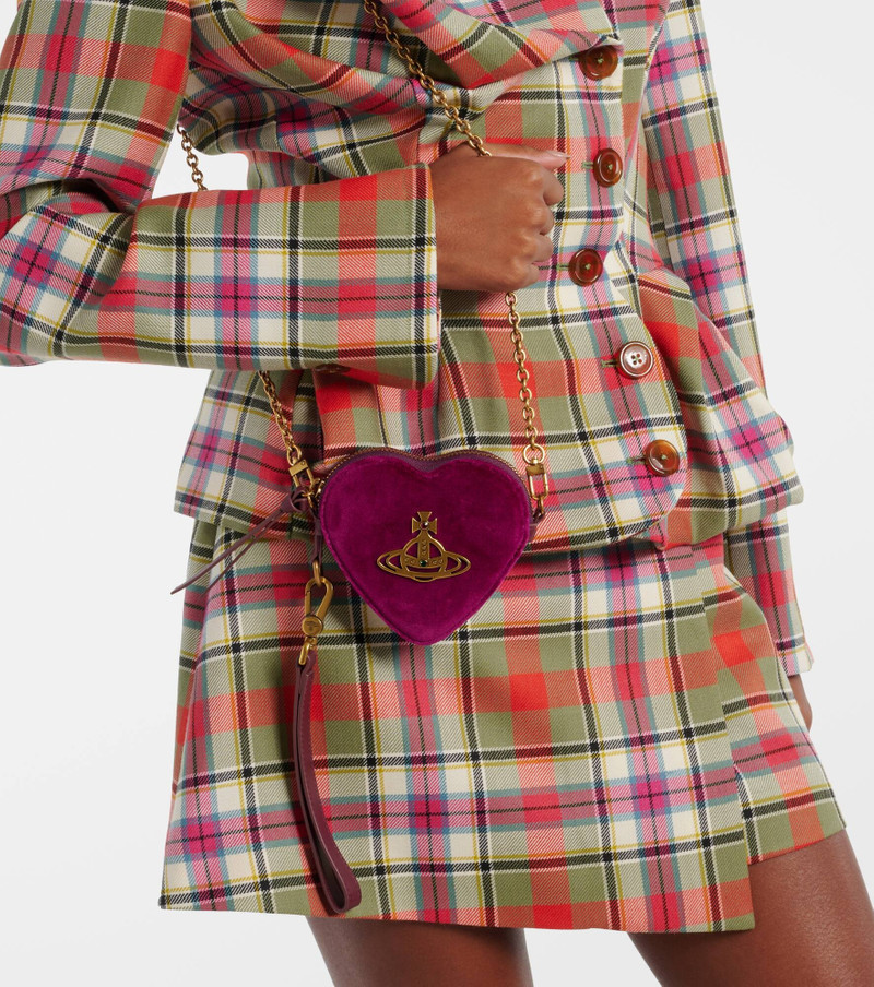 Vivienne Westwood Heart velvet coin purse with strap outlook