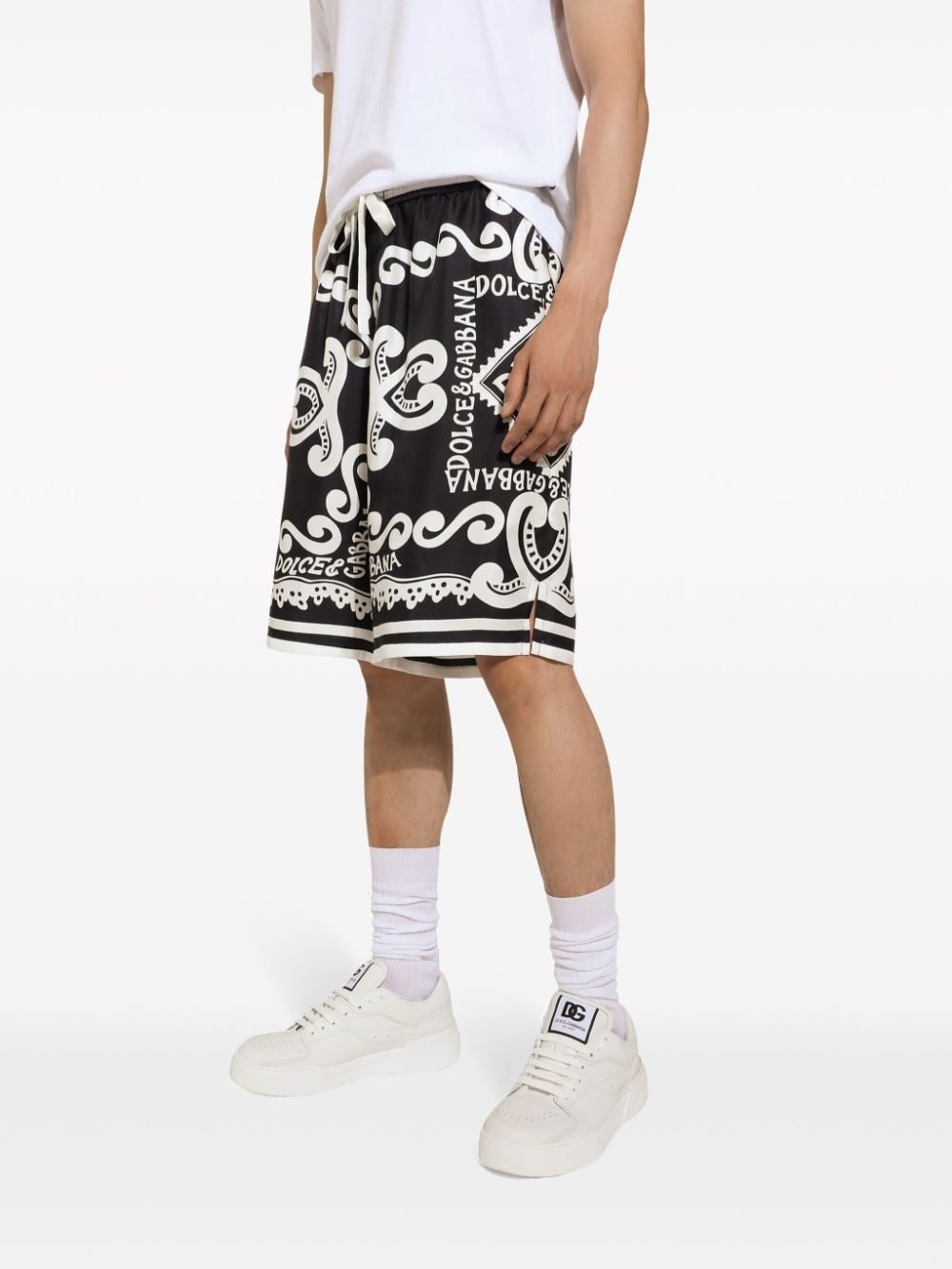 logo-print silk shorts - 4