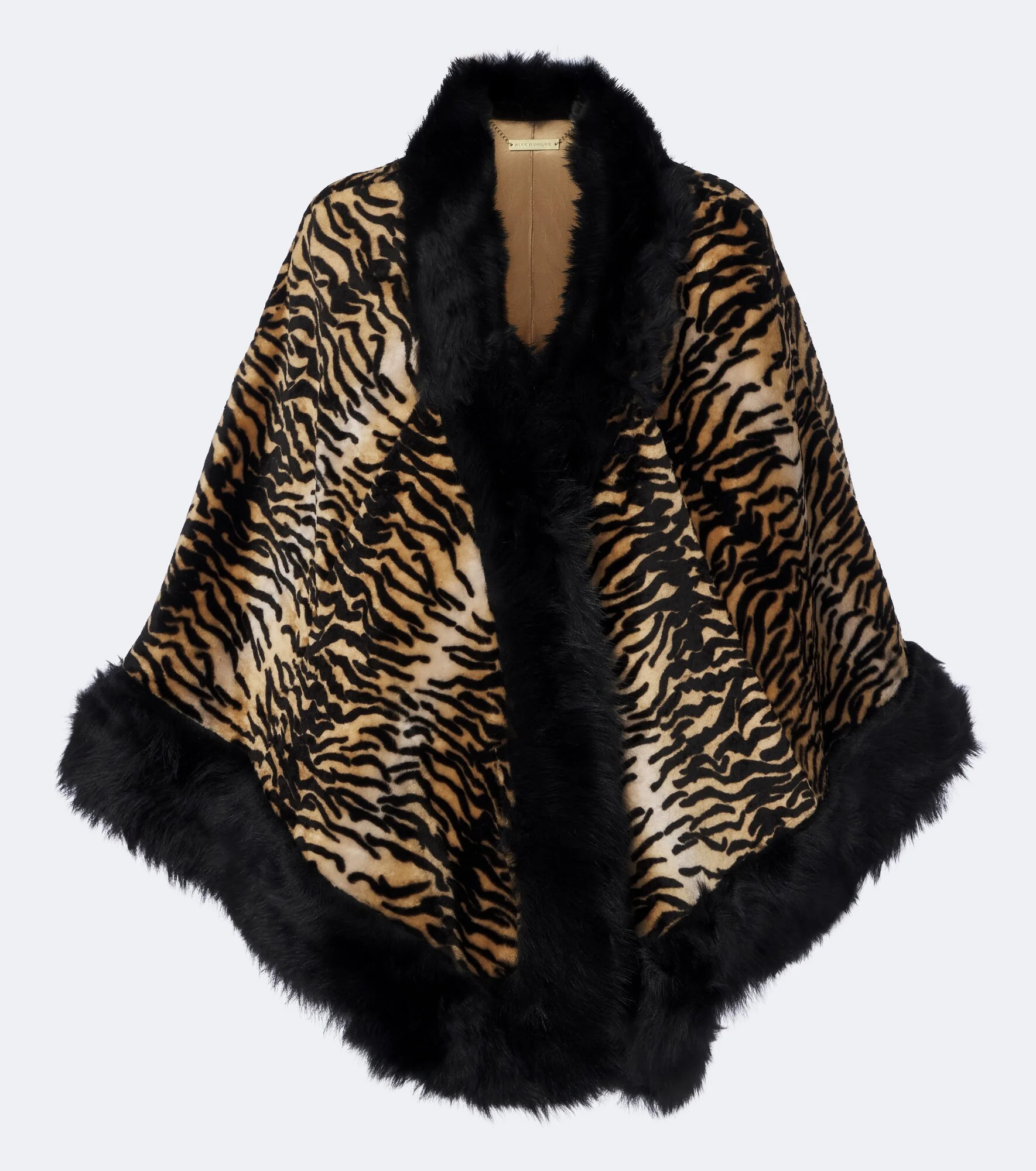 Olympe printed shearling poncho - 1