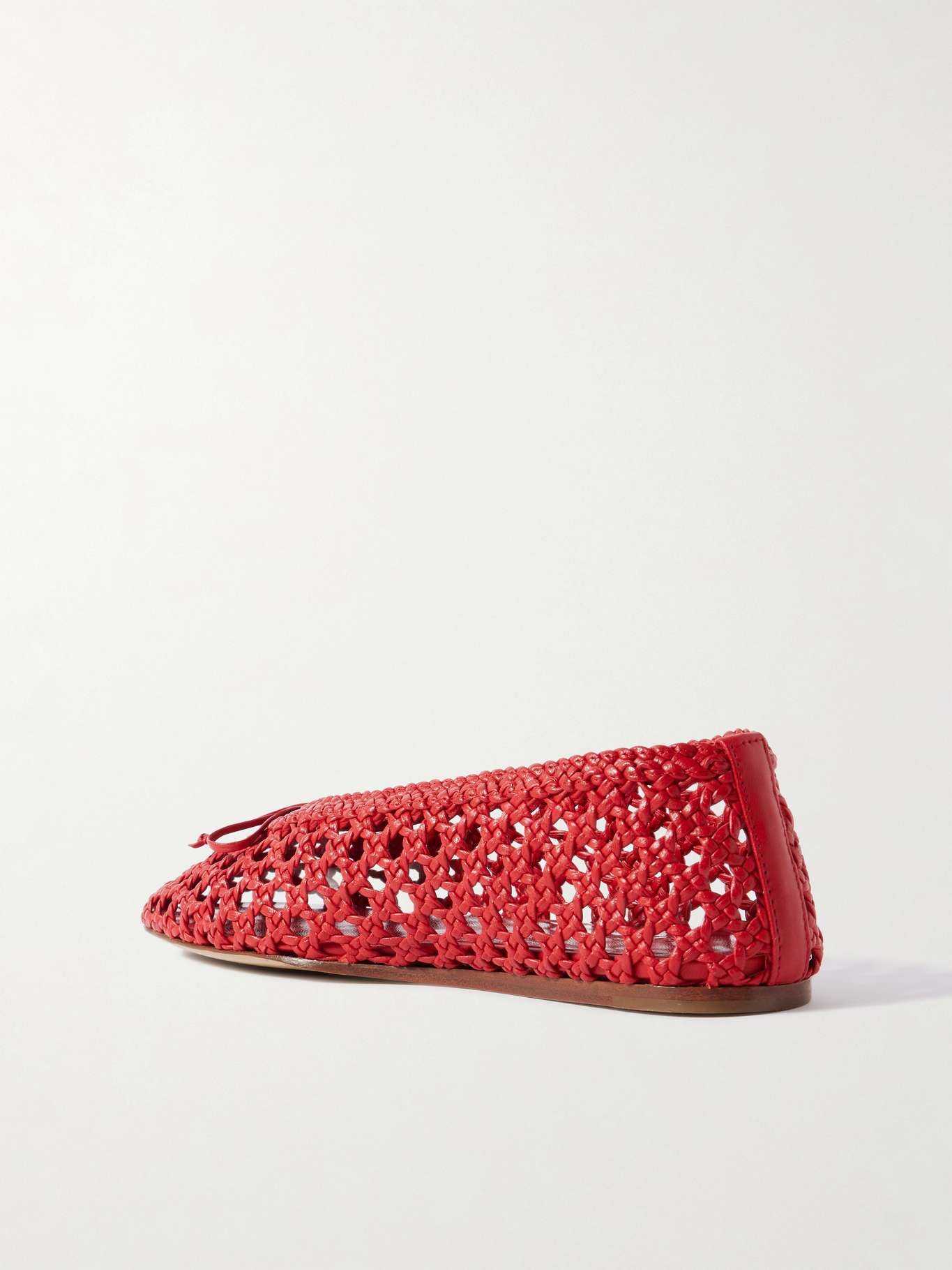 Regency bow-embellished woven leather ballet flats Crimson - 3