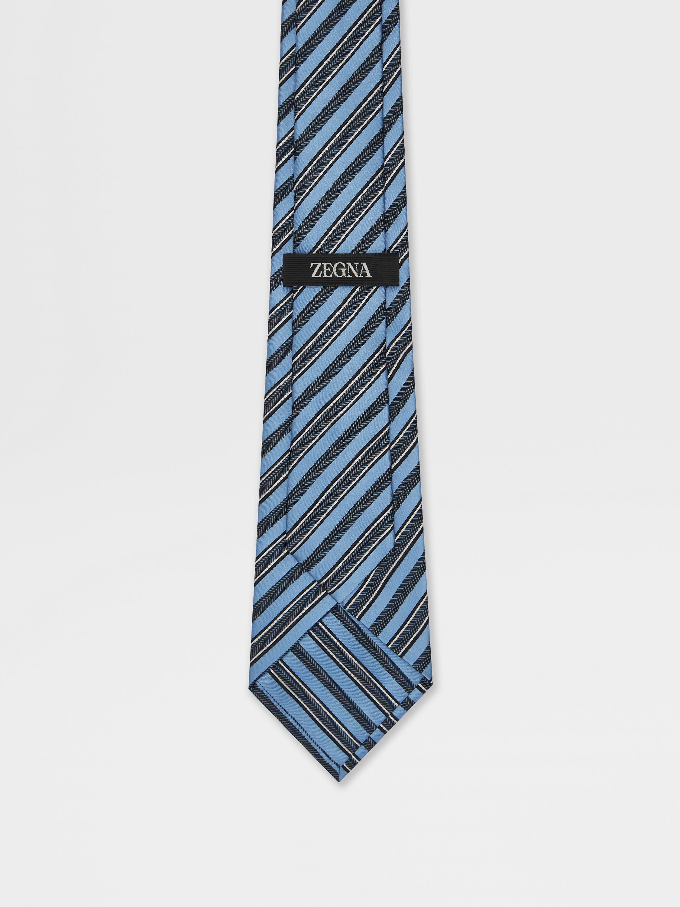 LIGHT BLUE SILK AND COTTON TIE - 3