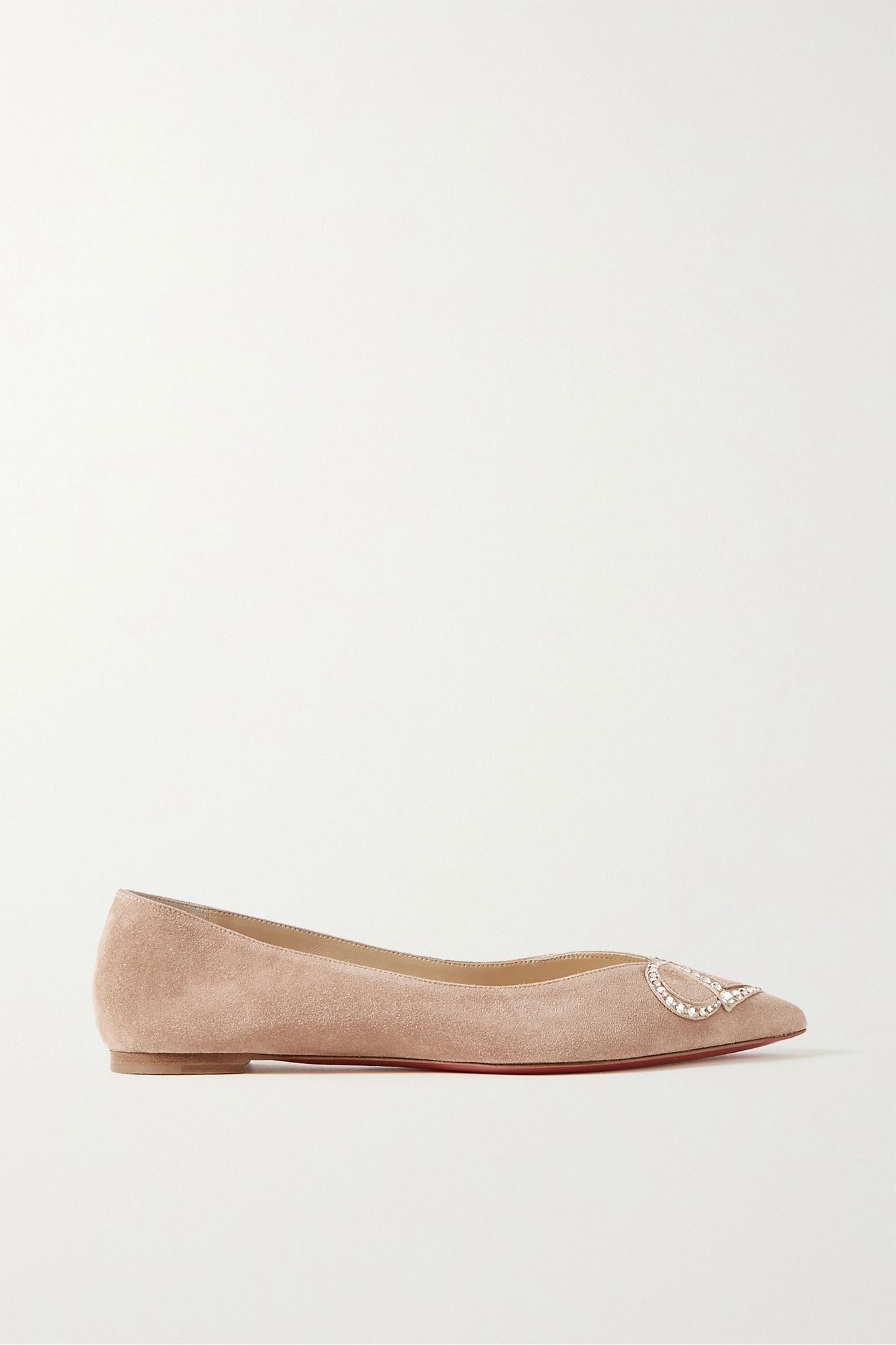 CL crystal-embellished suede point-toe flats - 1