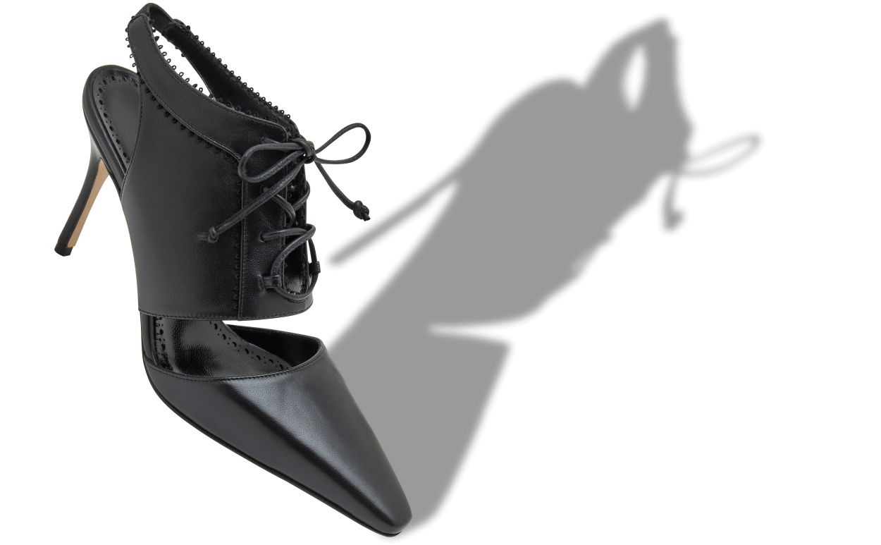 Black Nappa Leather Lace-Up Shoe Booties - 2