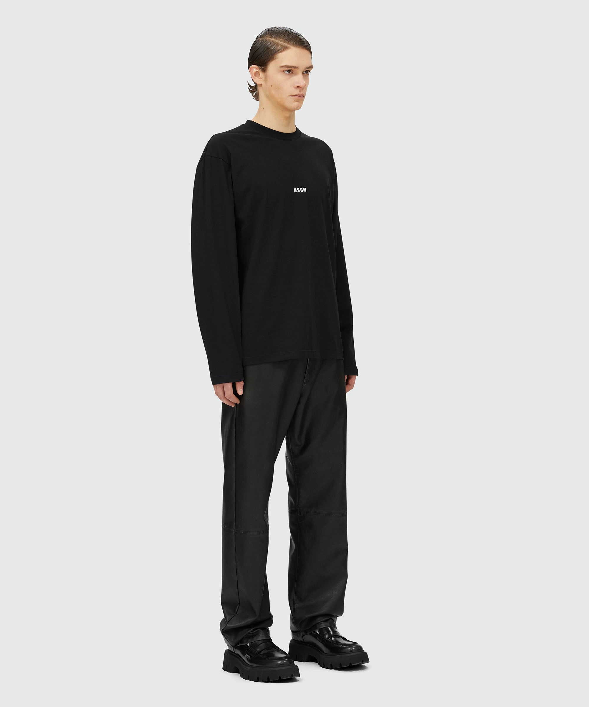 Black jersey T-shirt with micro logo print - 4