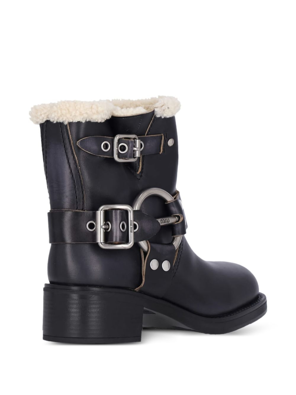 50mm shearling biker boots - 3