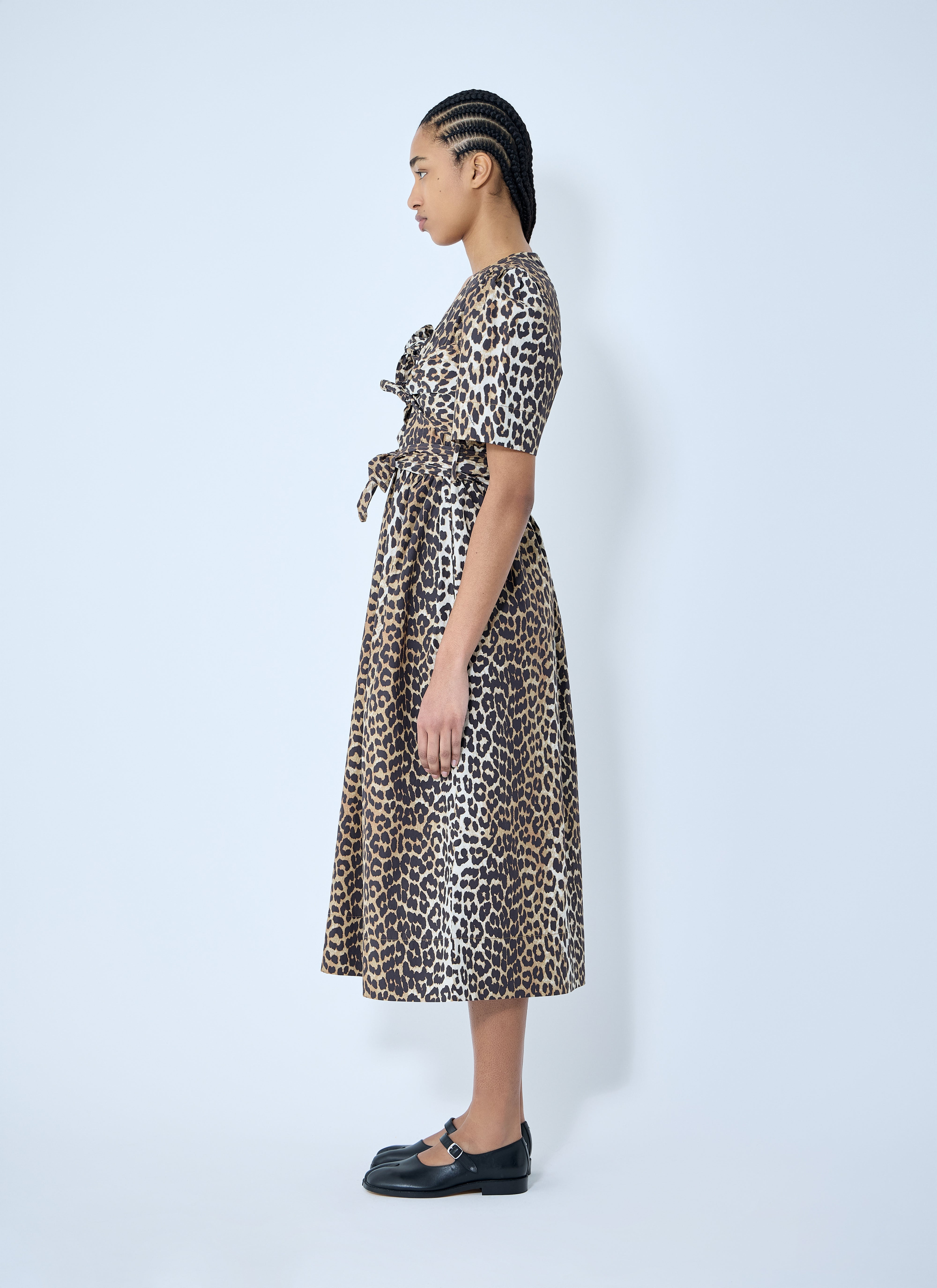 Ganni Women Leopard Print Tie Strap Midi Dress - 3