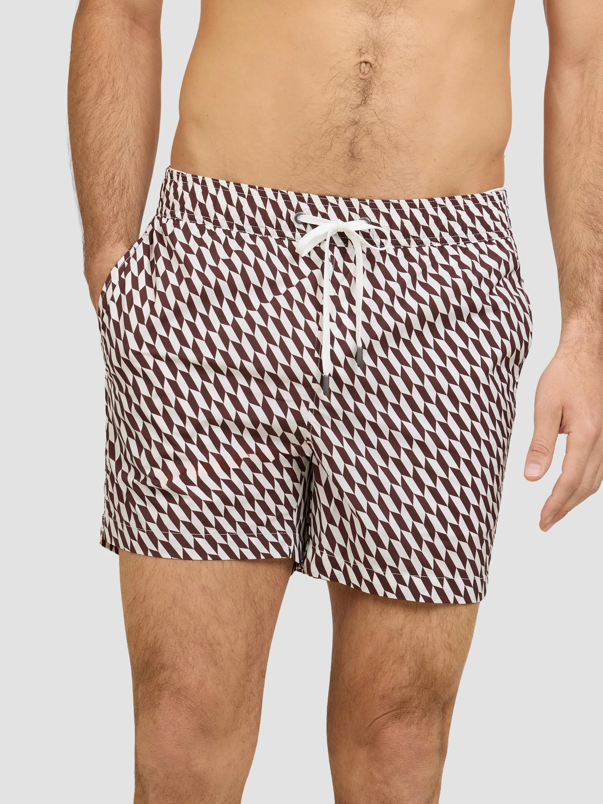 Men's Charles Geometric 5'' Swim Trunks - Chocolate Multi - 1