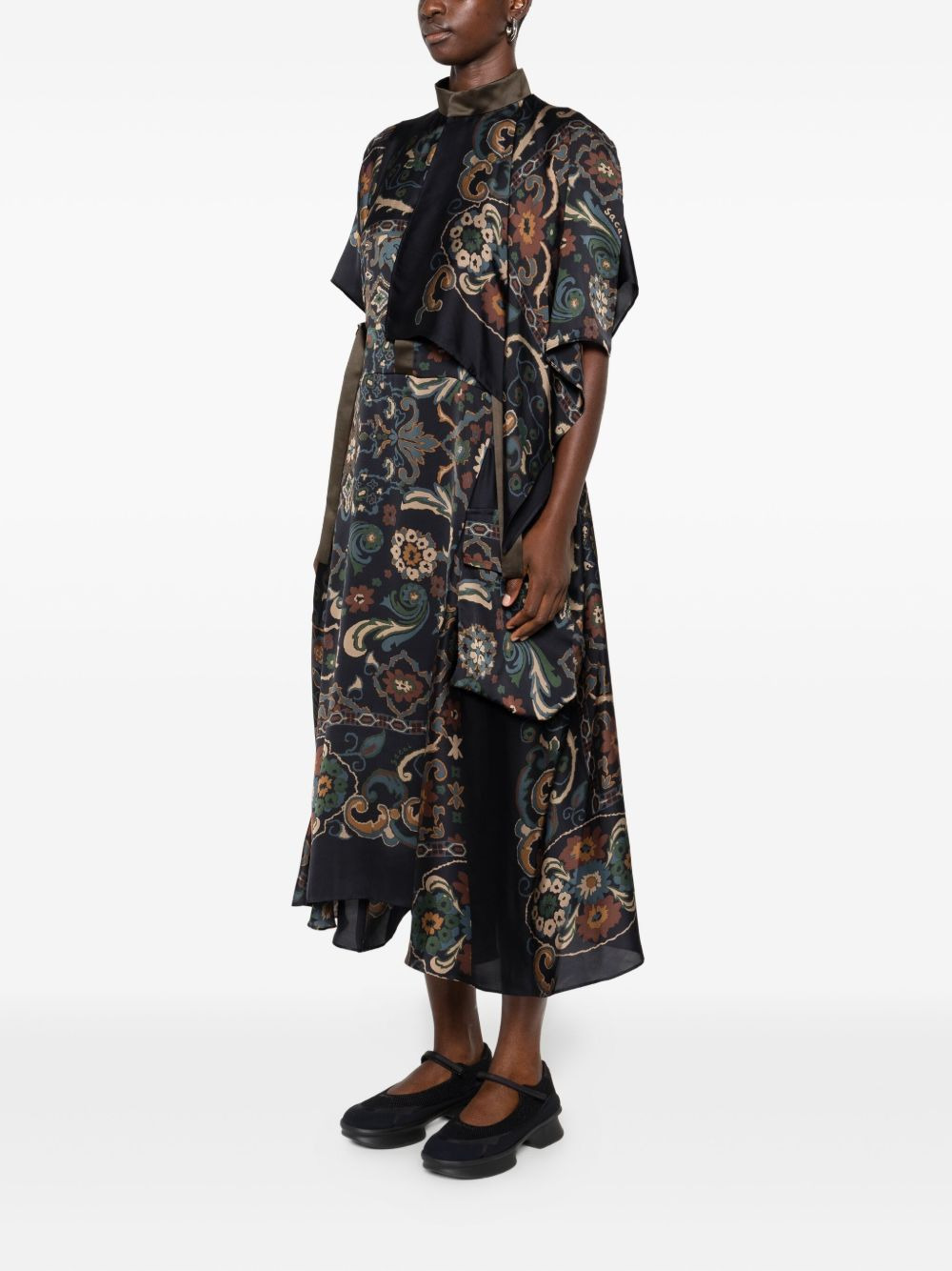 paisley-print layered midi dress - 3