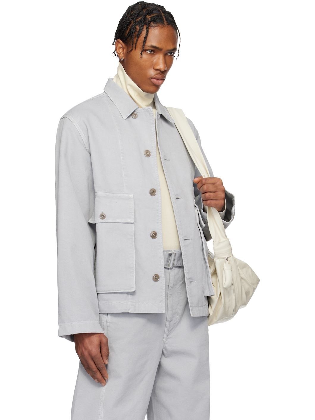 Gray Boxy Denim Jacket - 2