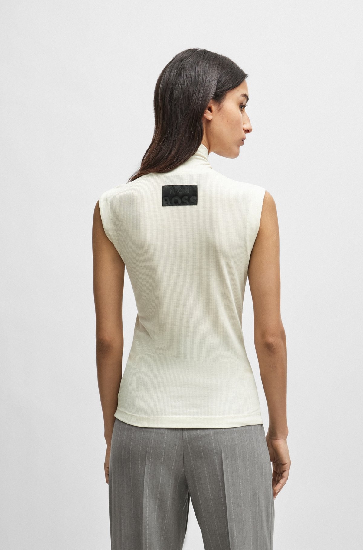NAOMI X BOSS RIBBED SLEEVELESS ROLLNECK TOP - 4