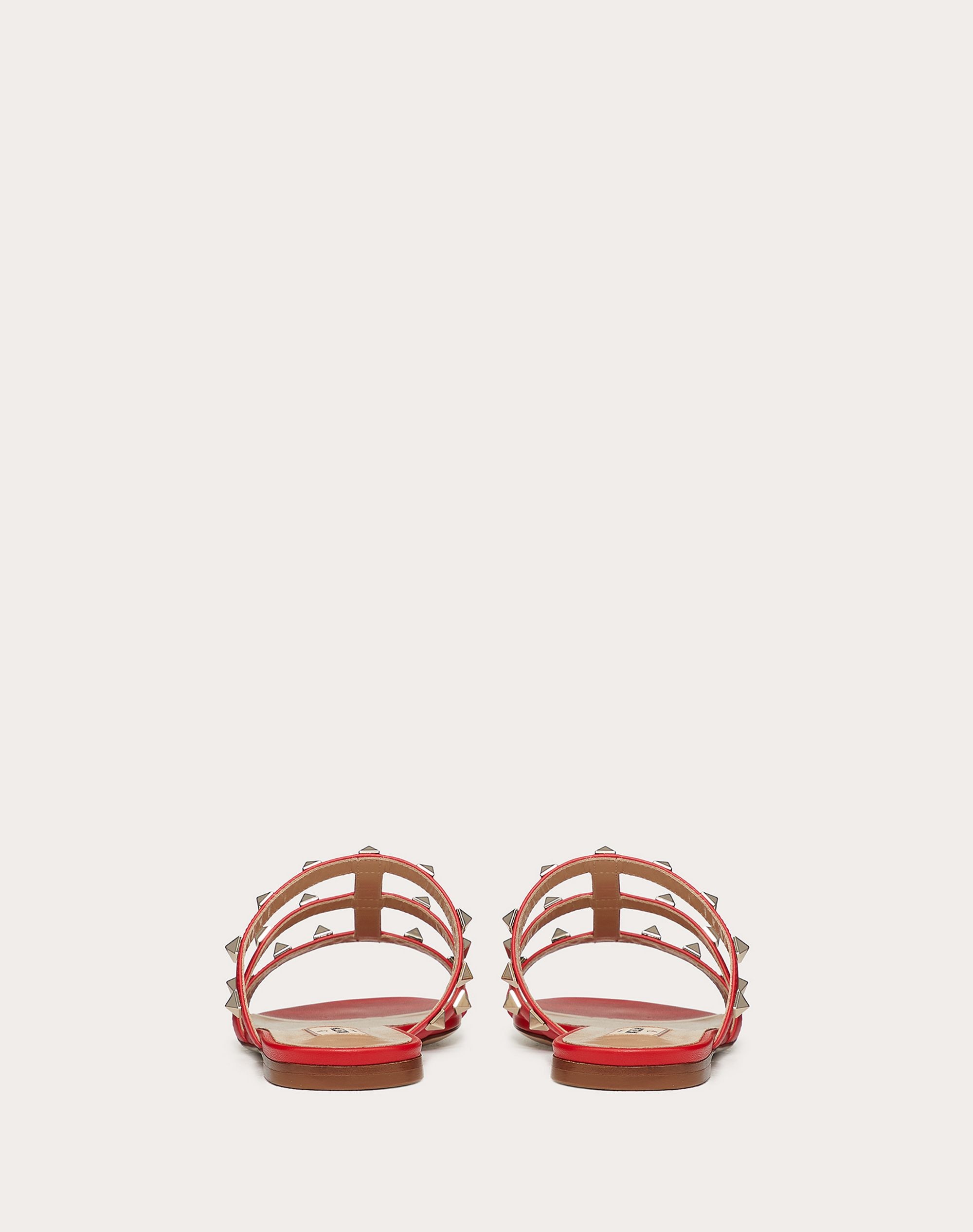 Rockstud flat calfskin slide sandal - 3