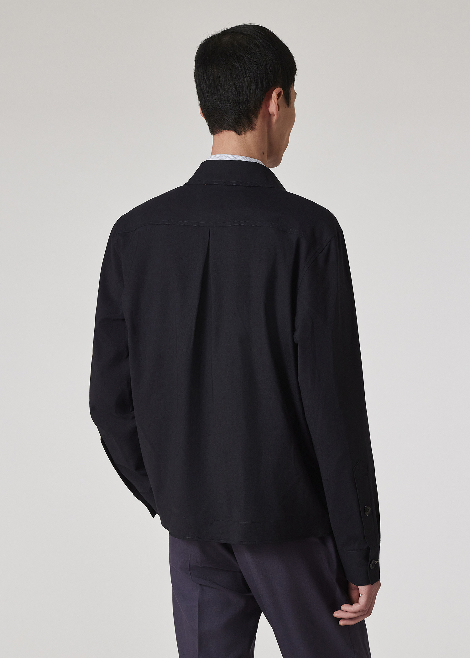 Dark Navy Bi-Stretch Wool Zip Jacket - 7