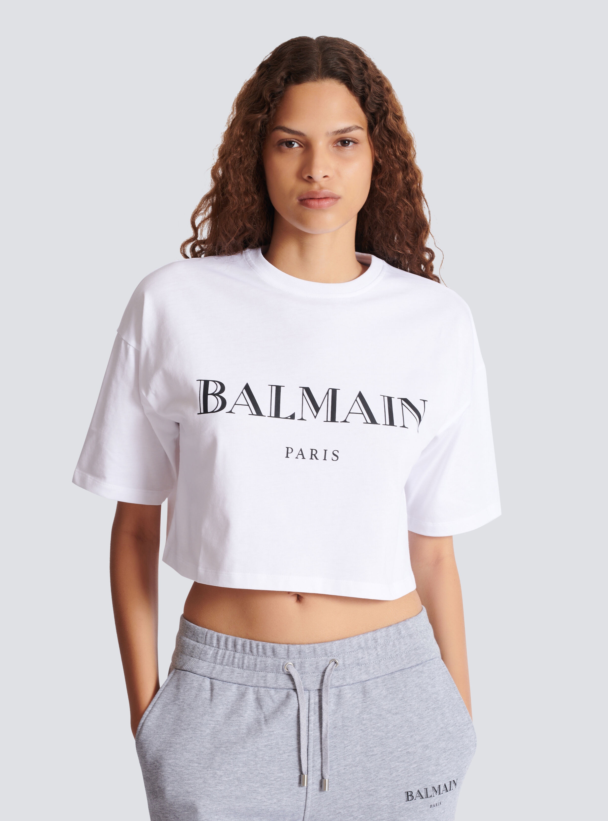 Boxy cropped T-shirt with Balmain print - 6