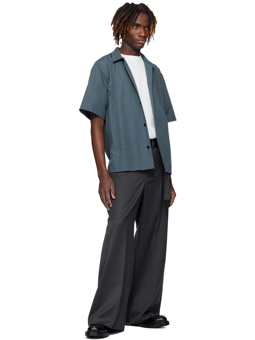 Gray Cotton Poplin Shirt - 4