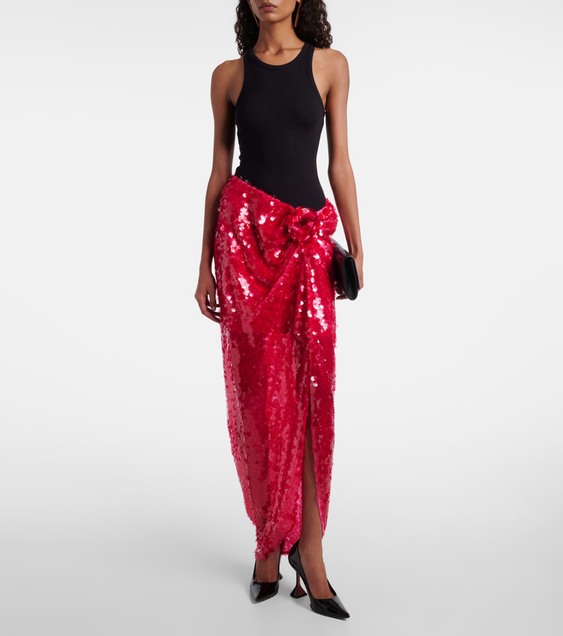 ROTATE Asymmetric gathered sequined maxi skirt outlook