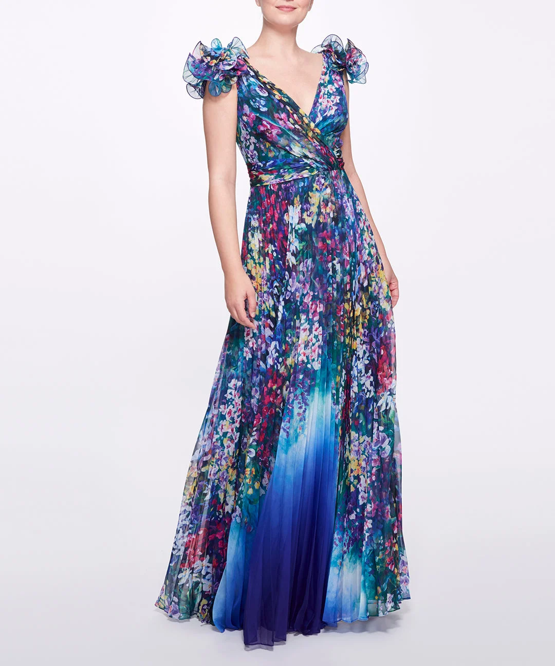 PLEATED CHIFFON GOWN - 1