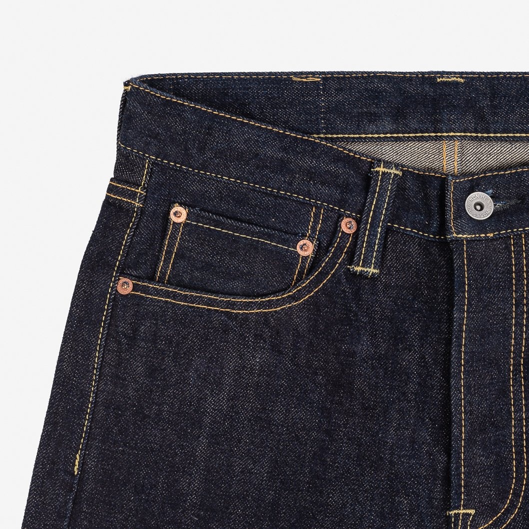 IH-666N 17oz Selvedge Denim Slim Straight Cut Jeans - Natural Indigo - 5