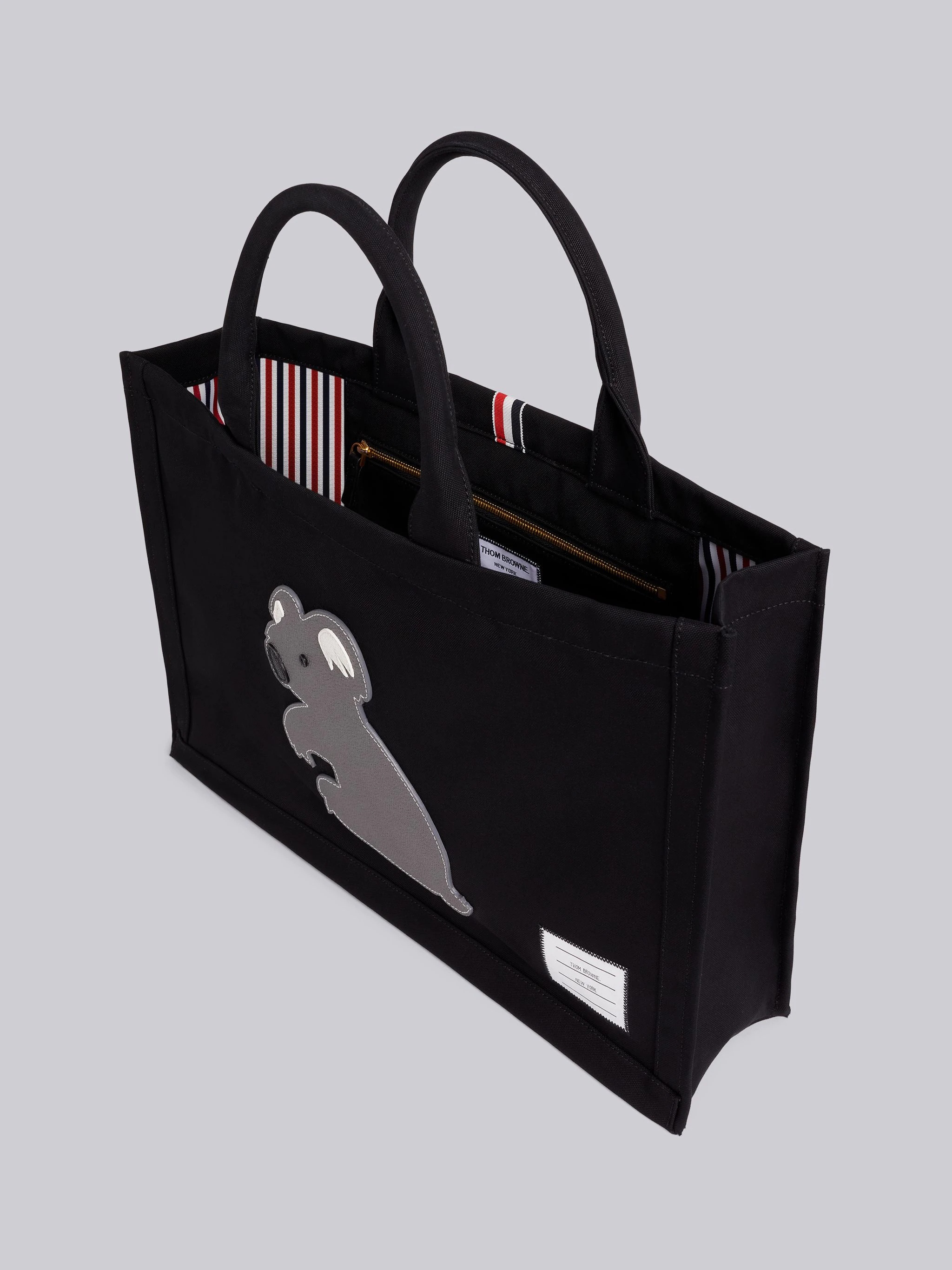 Black Cotton Canvas Koala Icon Applique Squared Tote - 5