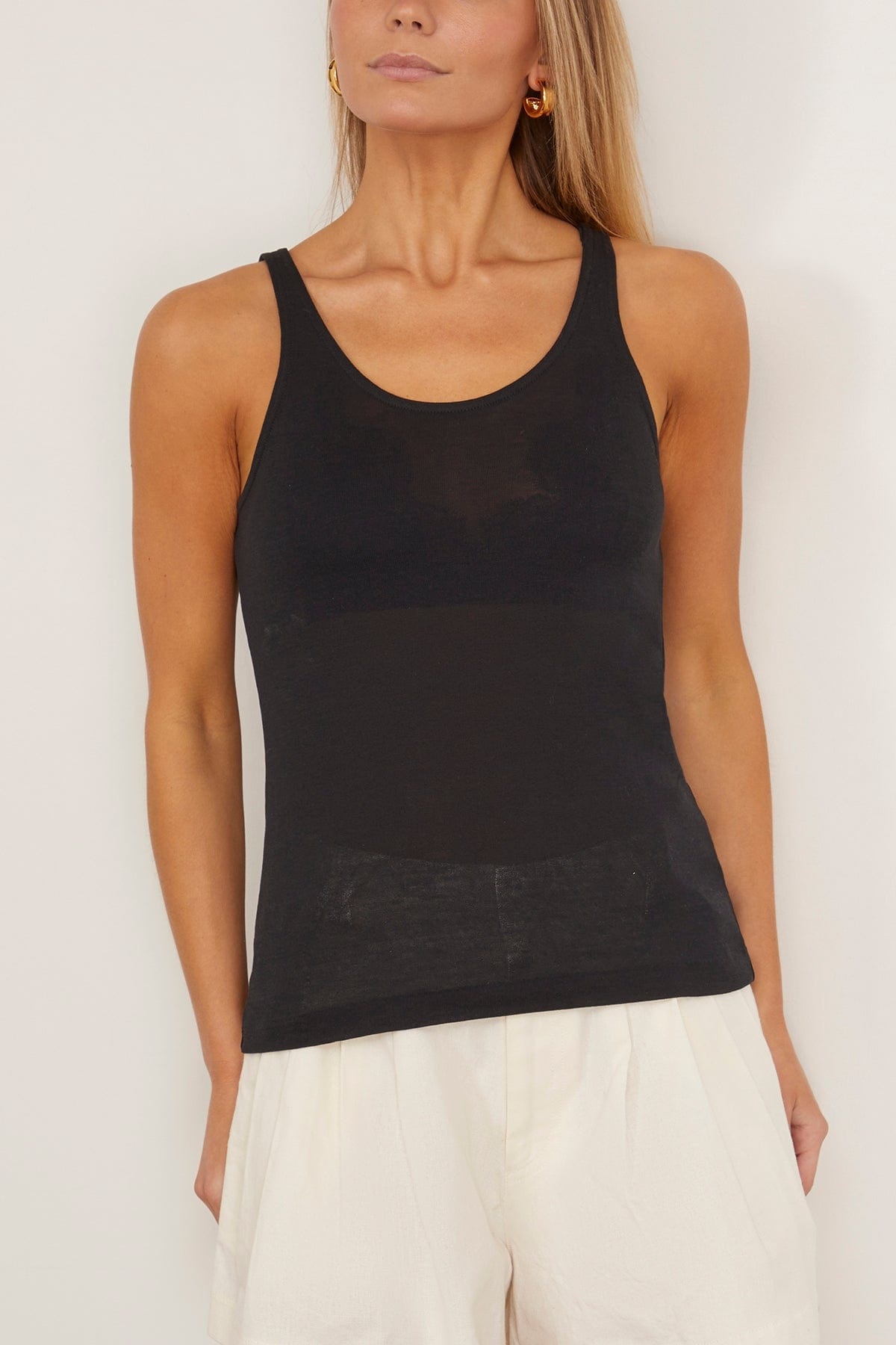 Luca Organic Cotton Sheer Tank Top in Black - 3